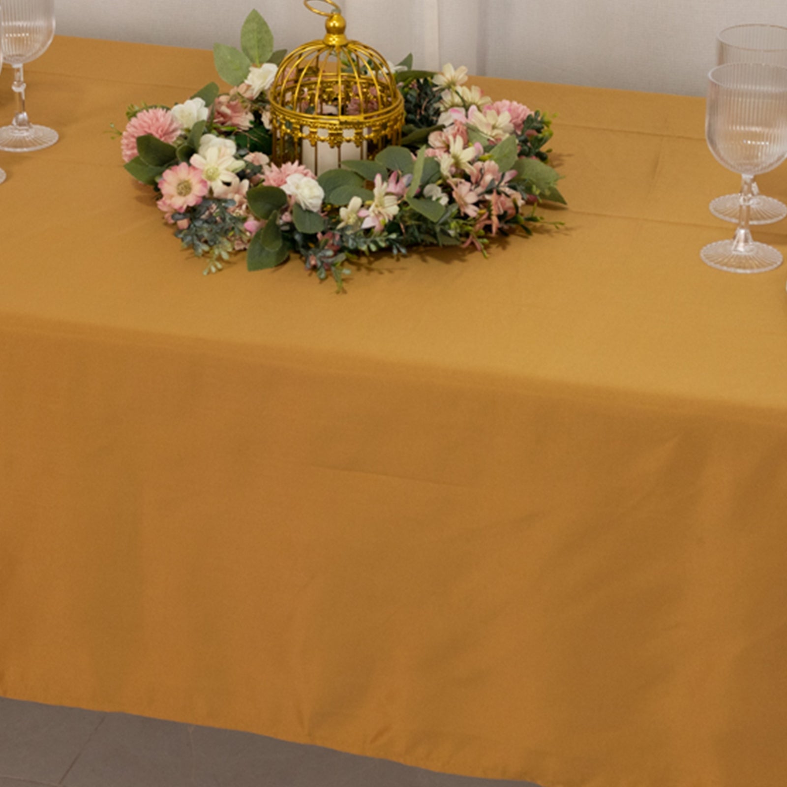 Lamour Satin 60x102 Rectangle Tablecloth Gold - Durable & Silky Soft Feel Table Cover for Weddings & Banquets