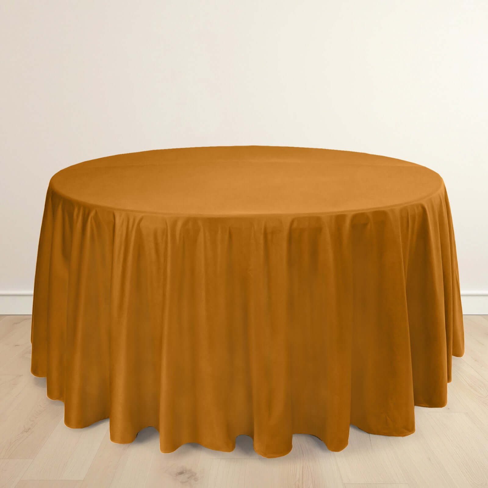 Premium Scuba Round 120 Tablecloth Shimmering Gold - Wrinkle Free, Stain Resistant & Seamless Table Cover for Weddings and Parties