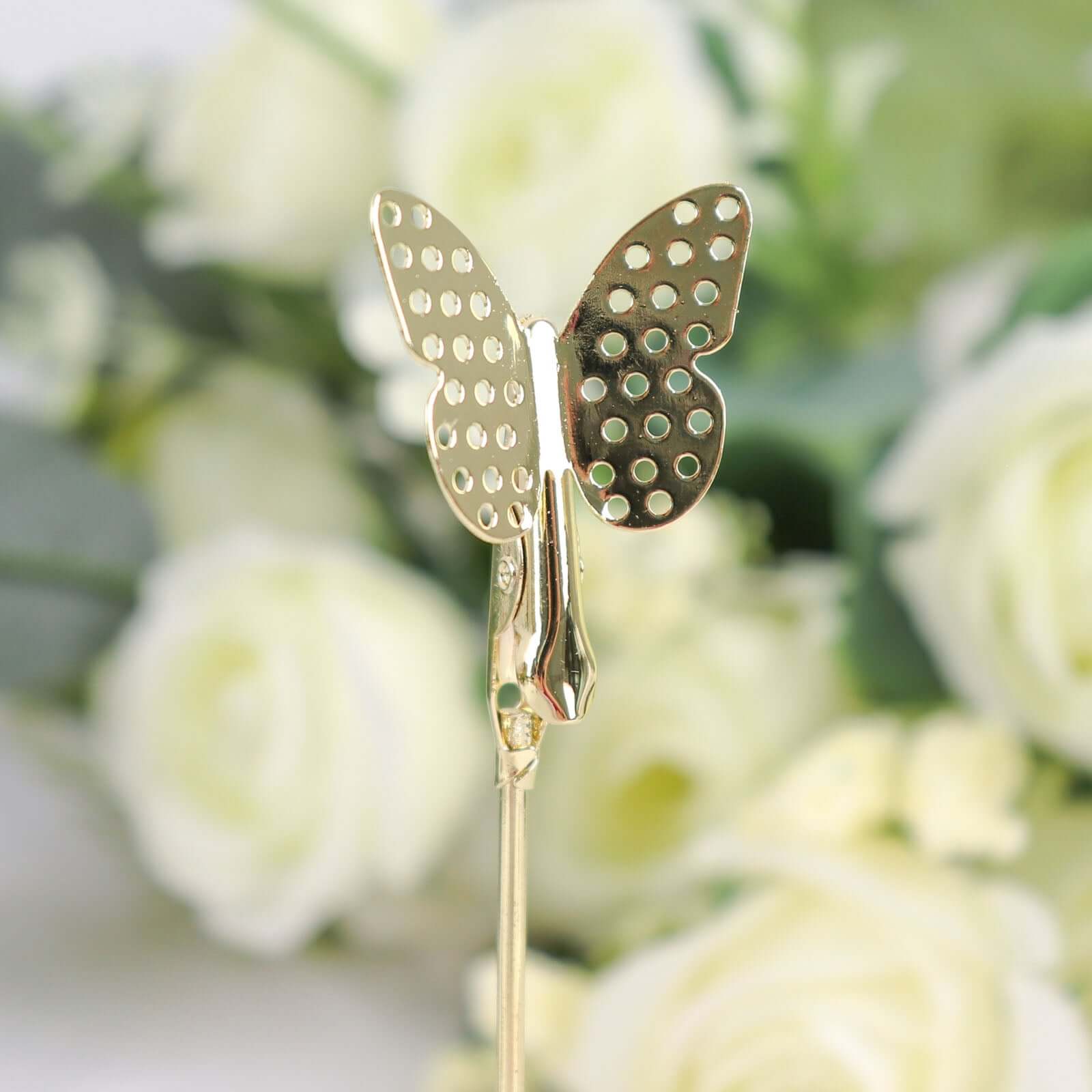 5-Pack Metal Place Card Holders Gold - Modern Table Number Stands with Whimsical Butterfly Clips & Spiral Base for Signs Memos Photos Menus 5