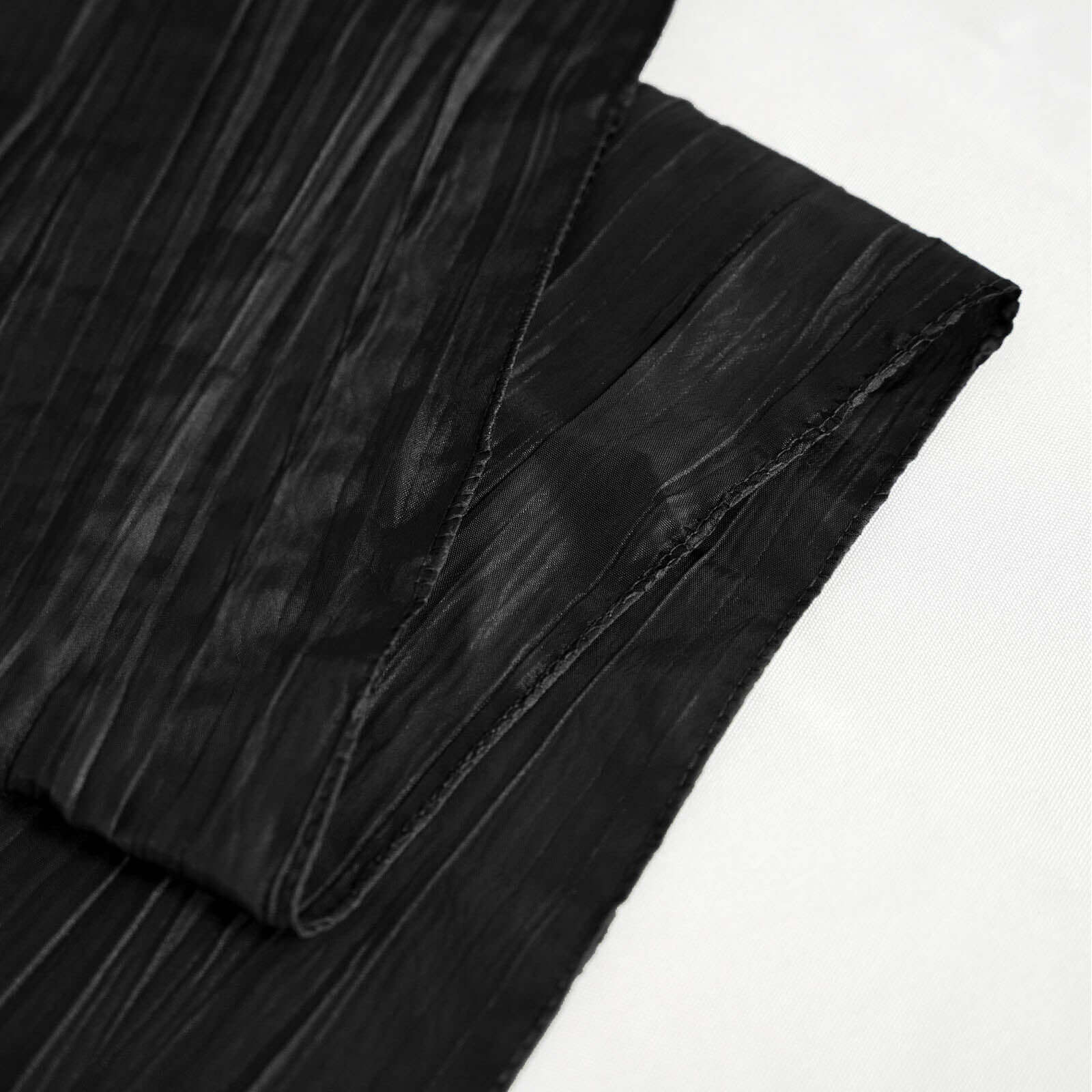 Taffeta 90x90 Table Overlay Square Tablecloth Black - Accordion Crinkle Table Cover