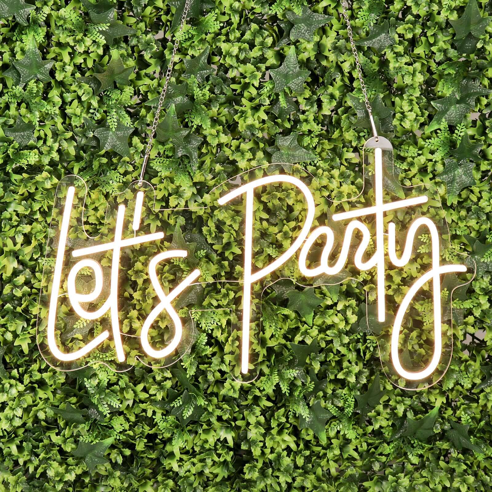 23 Let's Party Neon Light Sign, LED Reusable Wall Décor Lights With 5ft Hanging Chain