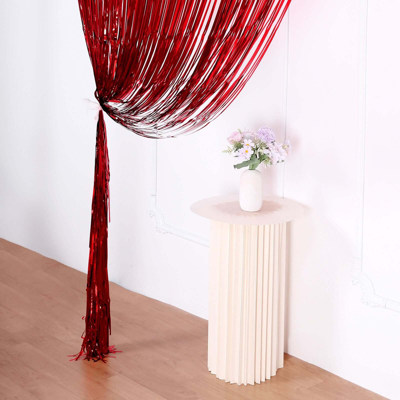 8ft Red Metallic Tinsel Foil Fringe Doorway Curtain Party Backdrop