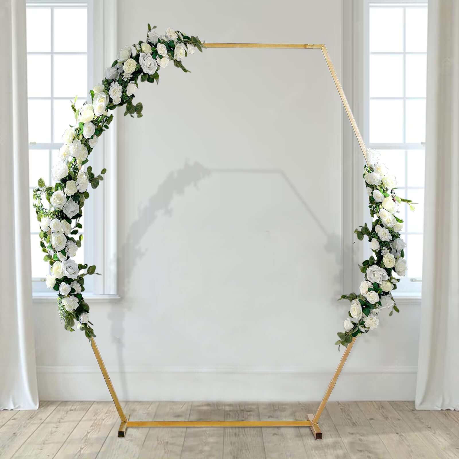 8ft Heavy Duty Gold Metal Hexagonal Wedding Arbor Photo Backdrop Stand