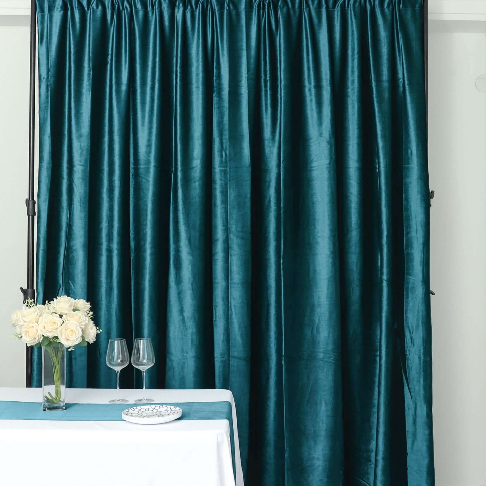 8ftx8ft Peacock Teal Premium Smooth Velvet Event Curtain Drapes, Privacy Backdrop Event Panel with Rod Pocket