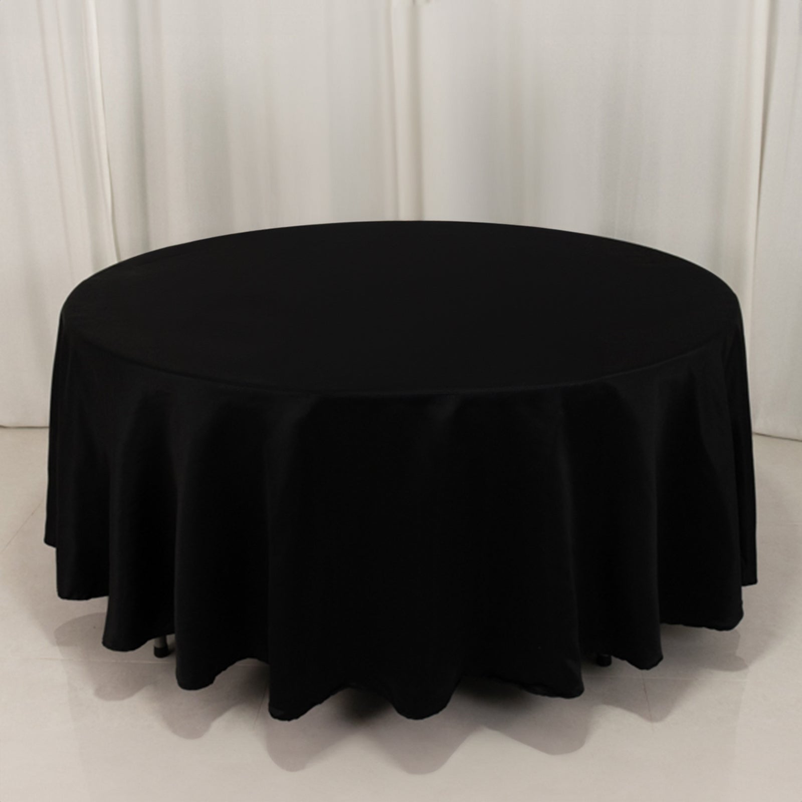 Lamour Satin 108 Round Tablecloth Black - Durable & Silk-Like Table Cover for Classy Weddings & Events