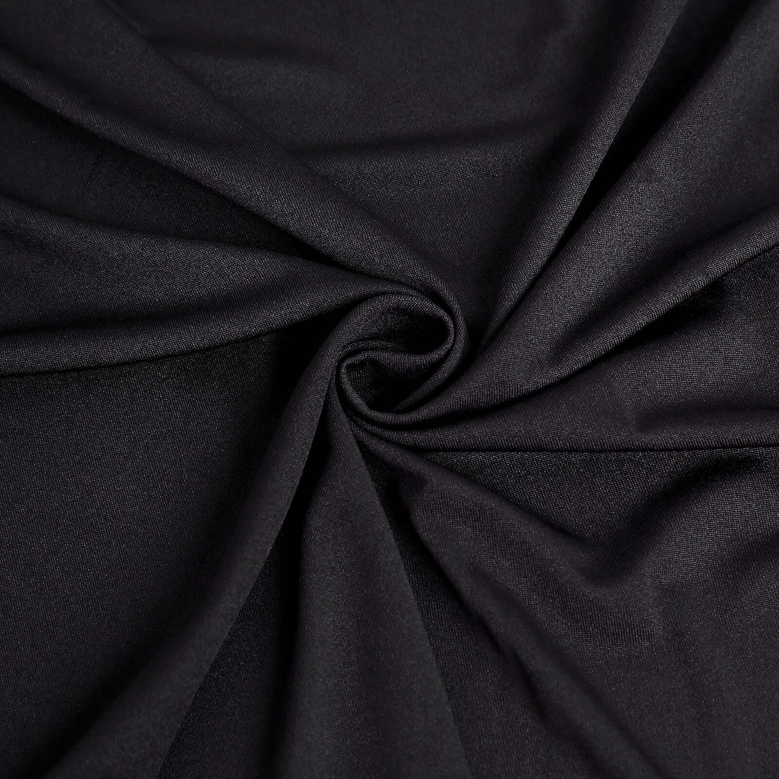 Spandex 32 Round Cocktail Table Cover Skirt Black With Natural Wavy Drapes