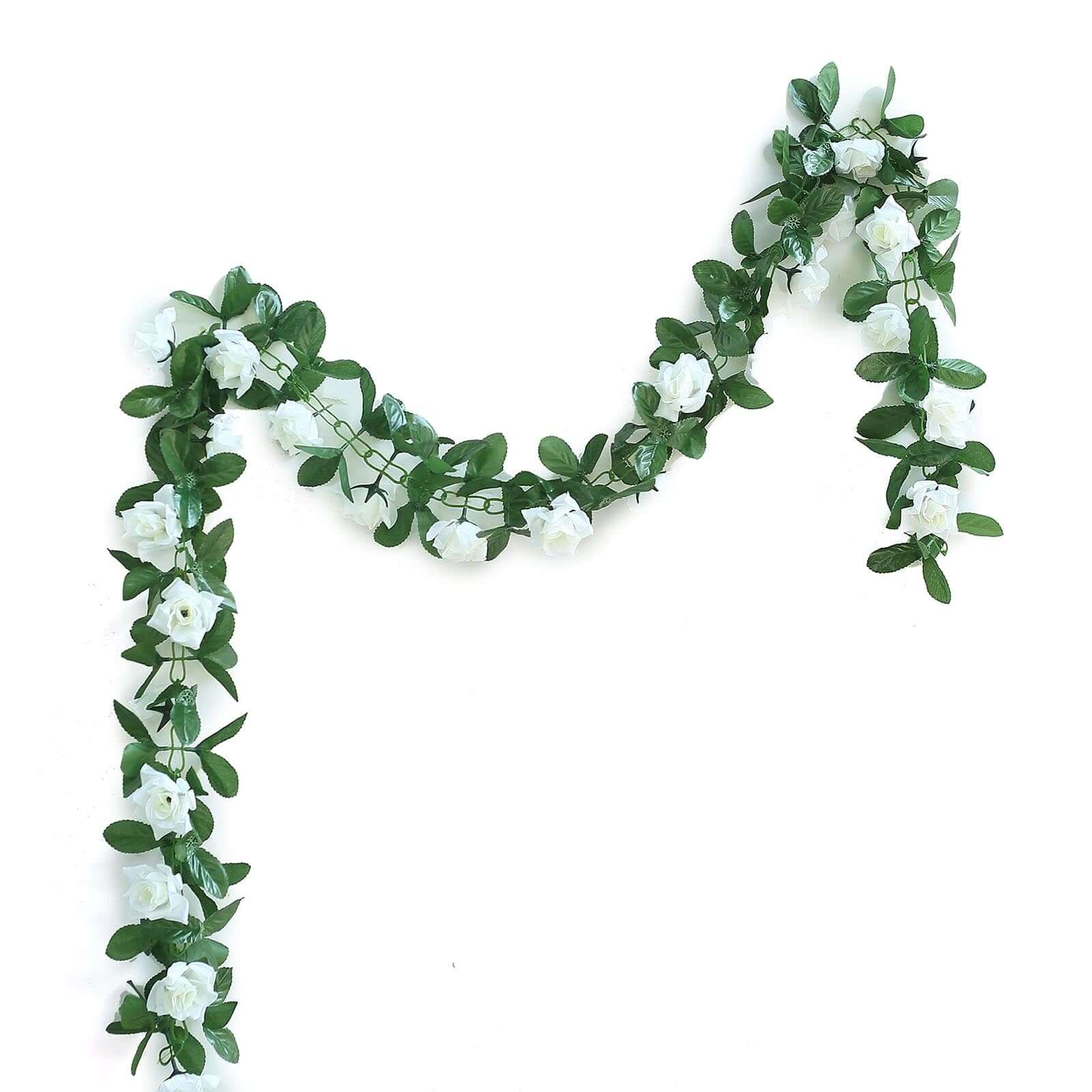 6ft Cream Artificial Silk Rose Garland UV Protected Flower Chain