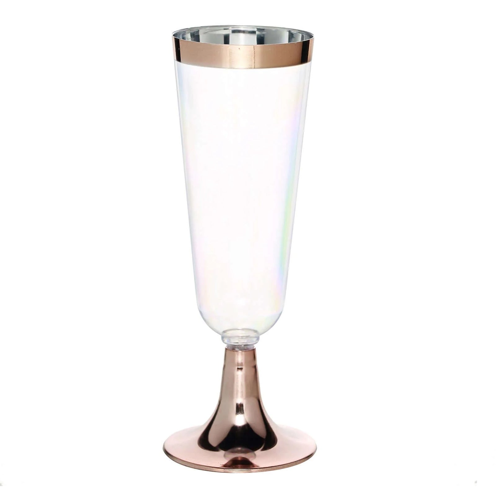 12-Pack Plastic Champagne Flutes Clear with Rose Gold Rim - Sleek Detachable Base Disposable Champagne Glasses for Toasting & Cocktail Parties 5oz