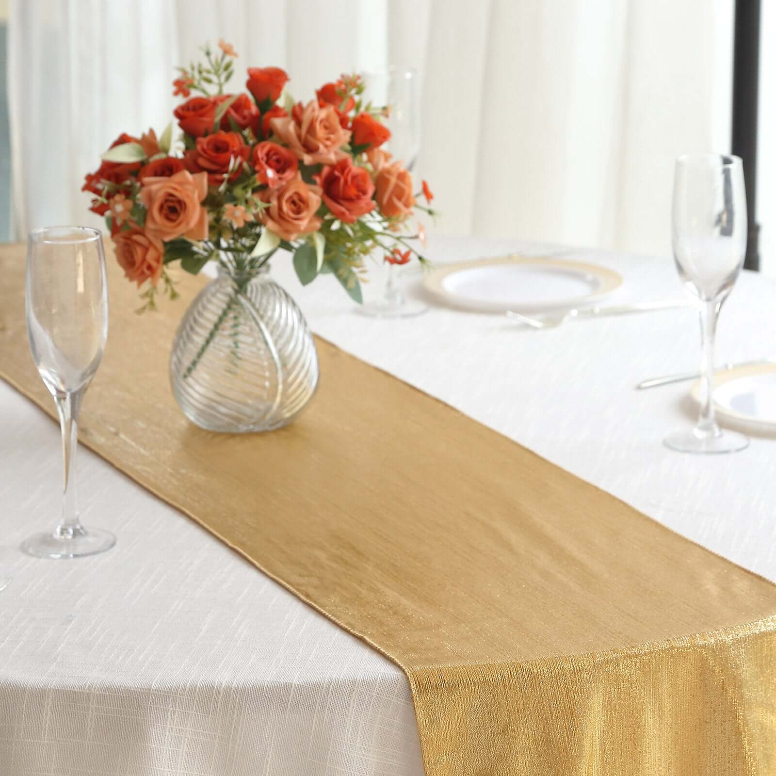 Polyester 12x108 Table Runner Gold Shimmer Sequin Dots - Wrinkle-Free Finish for Upscale Occasions