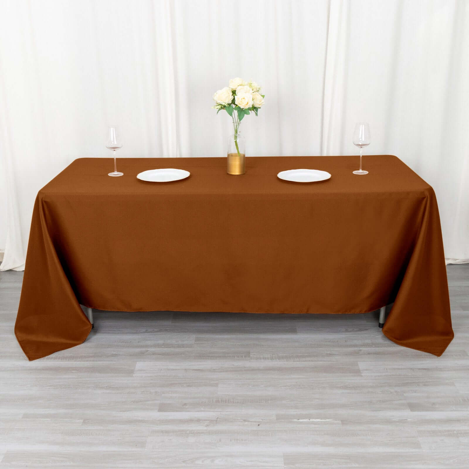 Polyester 72x120 Rectangle Tablecloth Cinnamon Brown - Durable and Stylish Table Cover