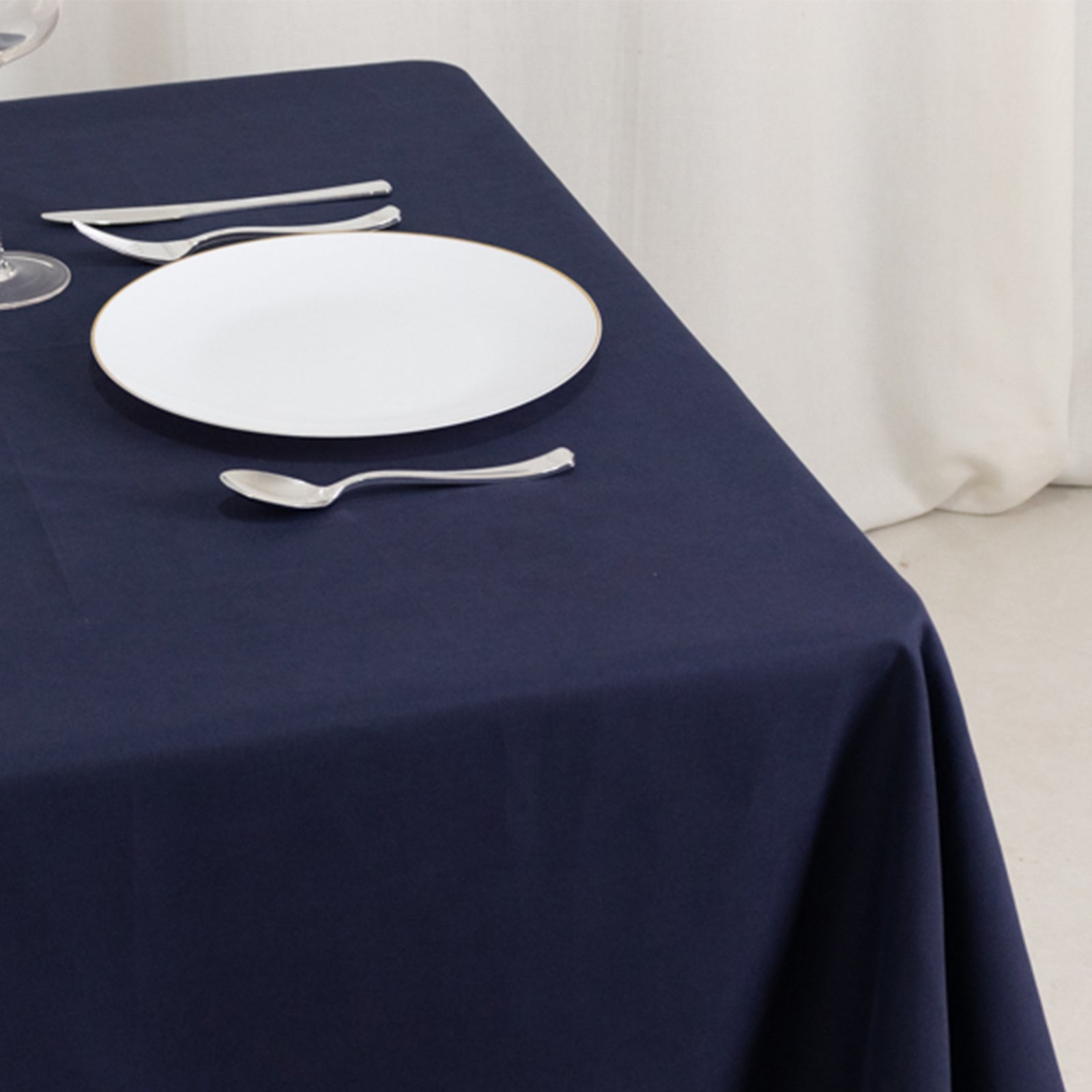 Cotton Blend 70x70 Square Tablecloth Navy Blue - Wrinkle-Resistant Fabric Table Cover