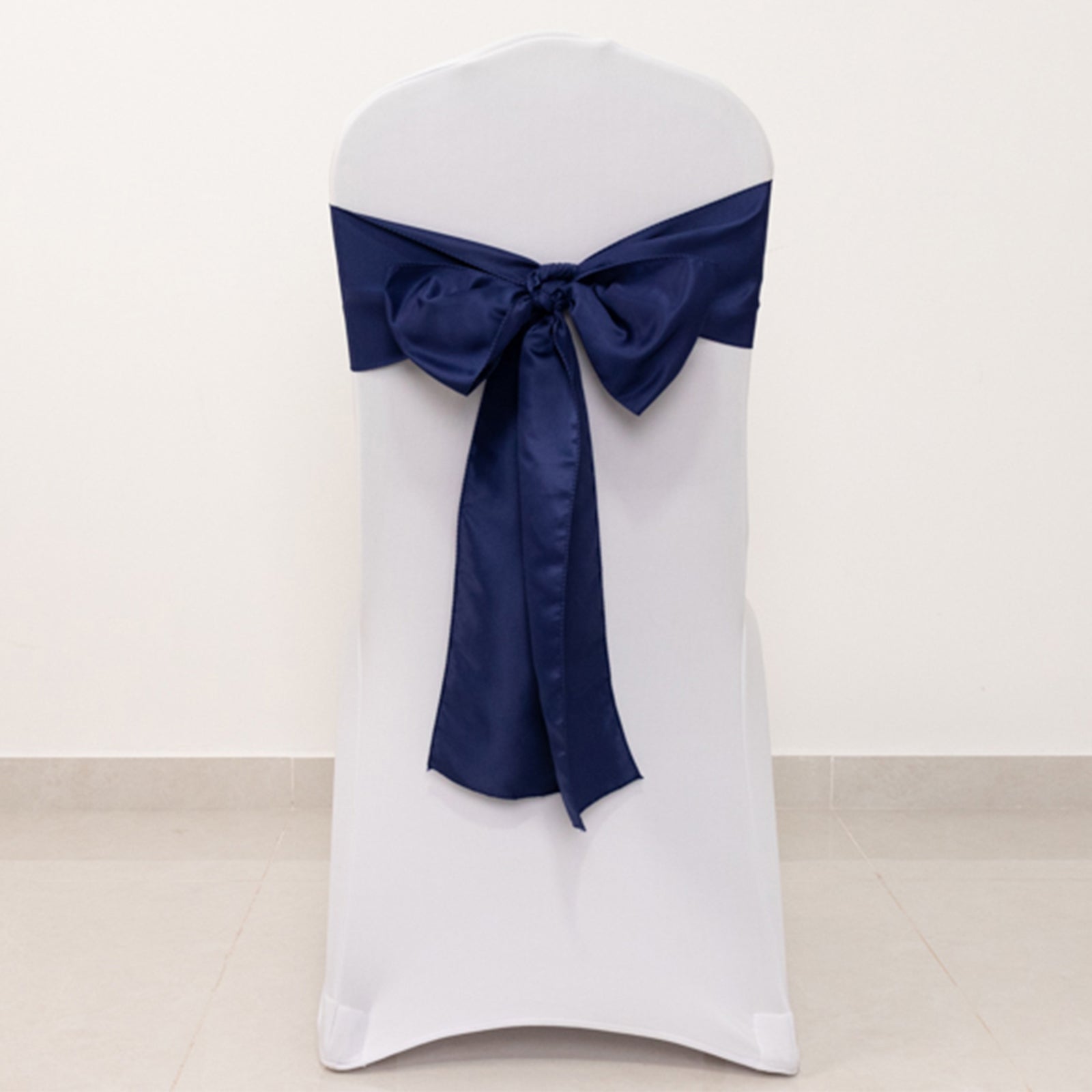 5 Pack Lamour Satin 6x106 Chair Sashes Navy Blue - Stylish Reusable Decorative Bows