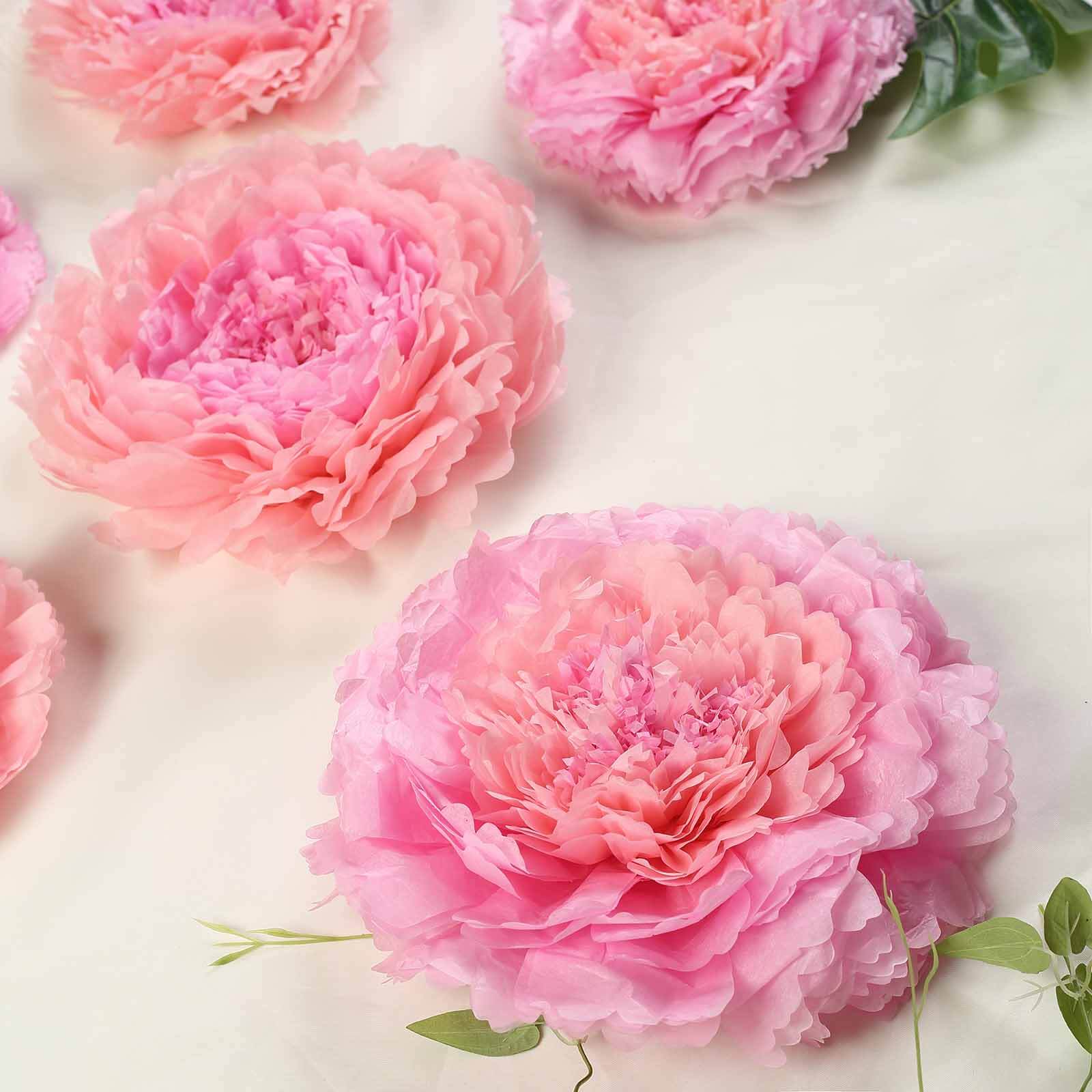 Set of 6 Blush Pink Carnation 3D Paper Flowers Wall Decor - 7,9,11