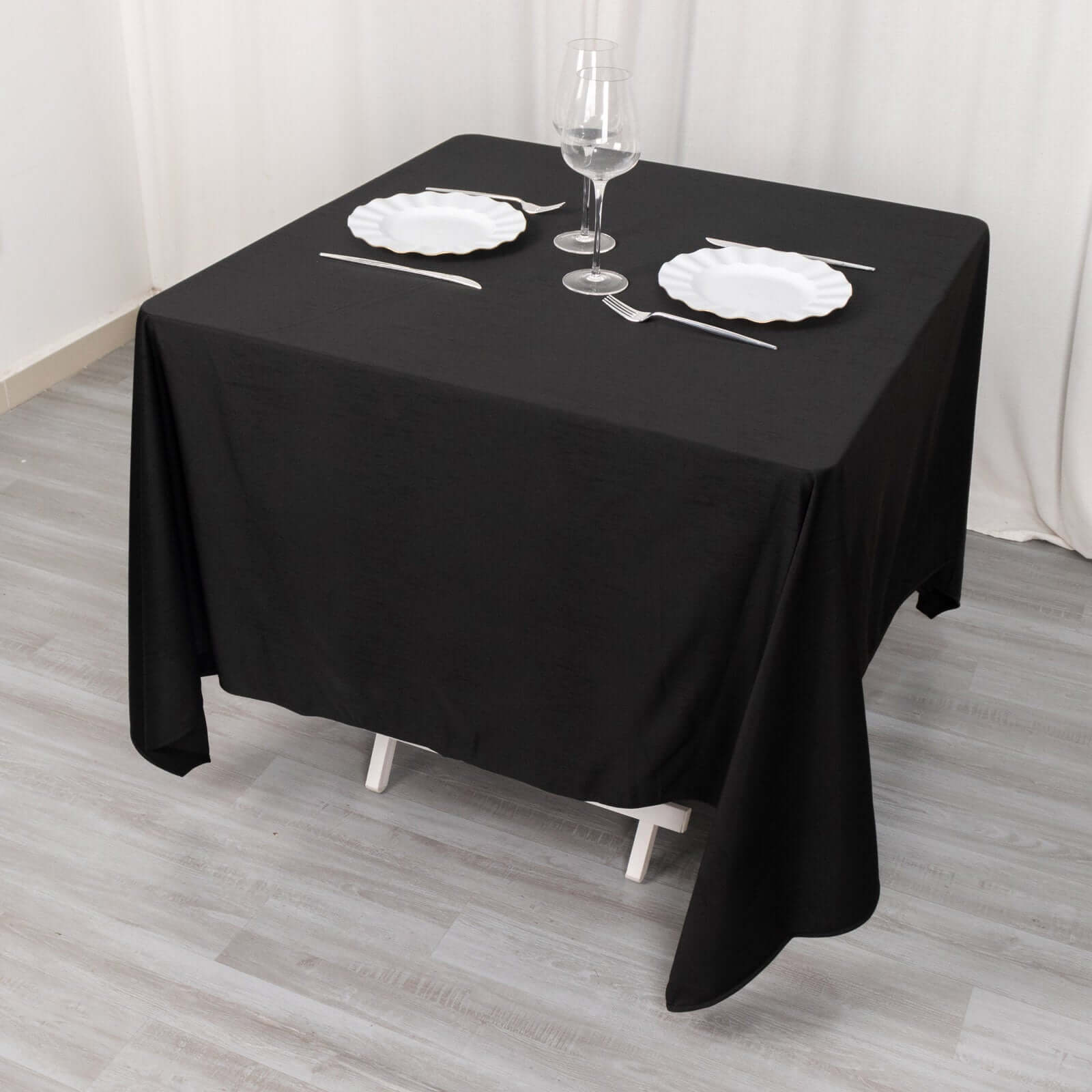 Premium Scuba Square 70x70 Tablecloth Black - Wrinkle Free & Stain Resistant Table Cover