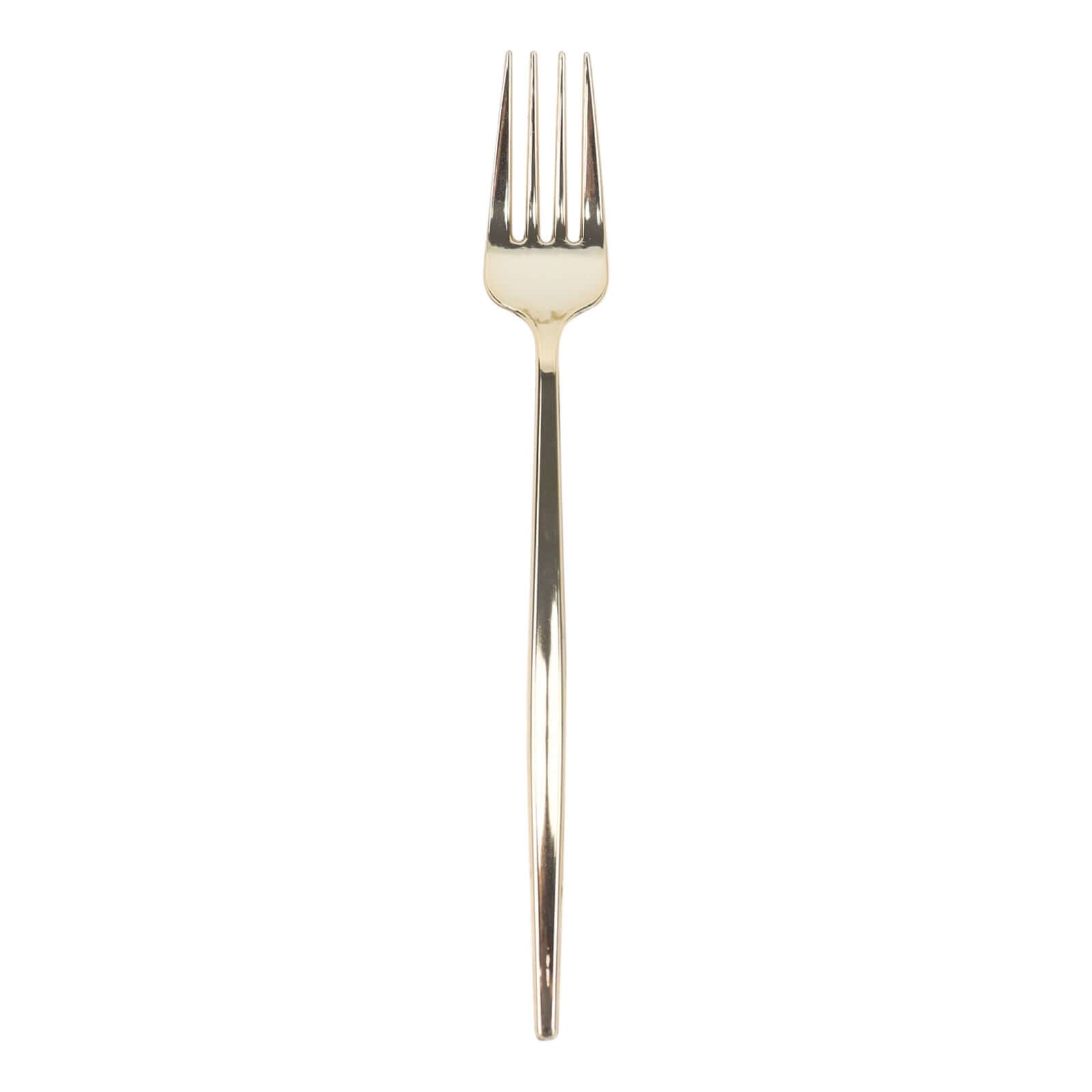 24 Pack 8 Glossy Gold Heavy Duty Plastic Silverware Forks Cutlery, Premium Disposable Sleek Flatware