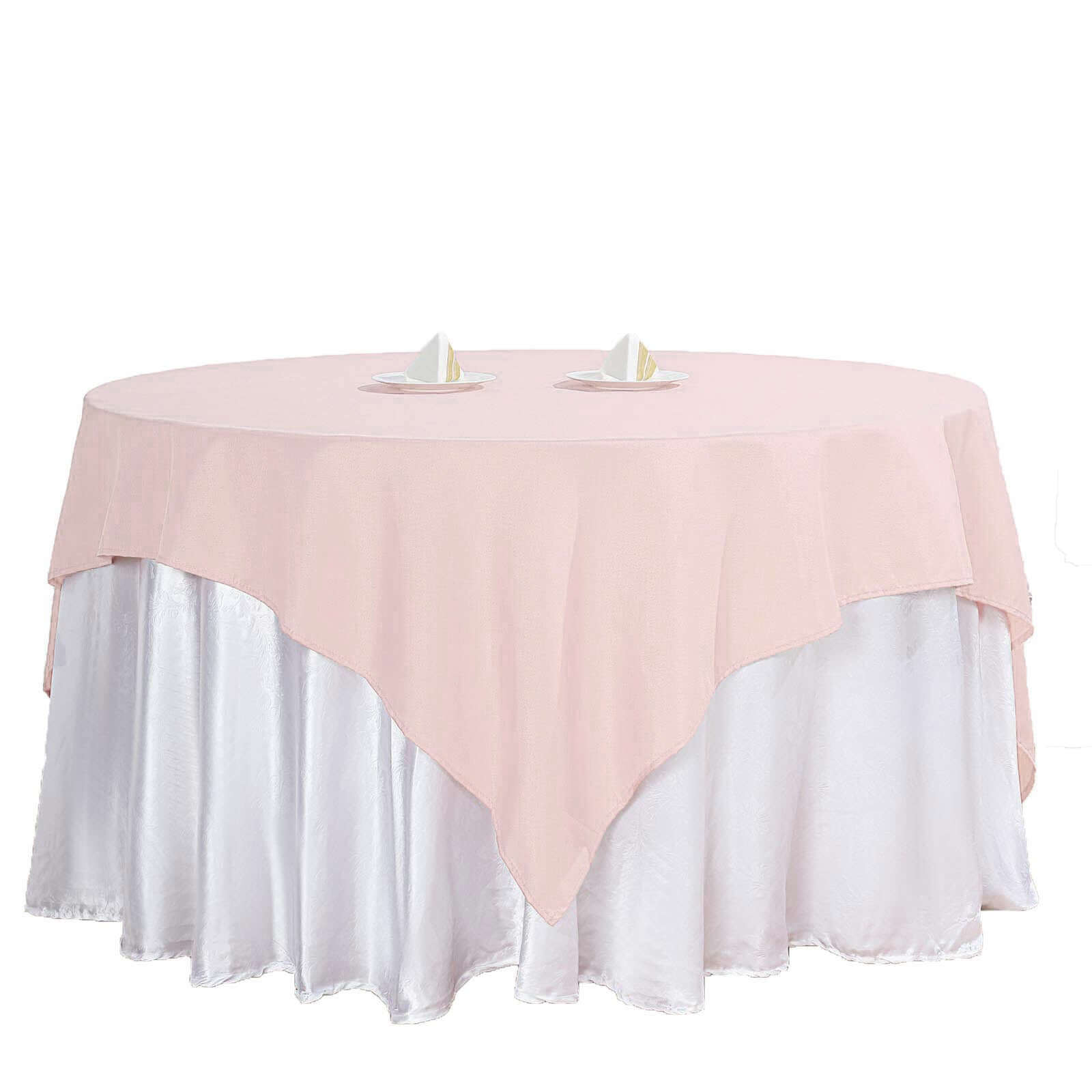 Polyester 70x70 Table Overlay Square Tablecloth Blush - Wrinkle-Resistant & Durable Table Cover