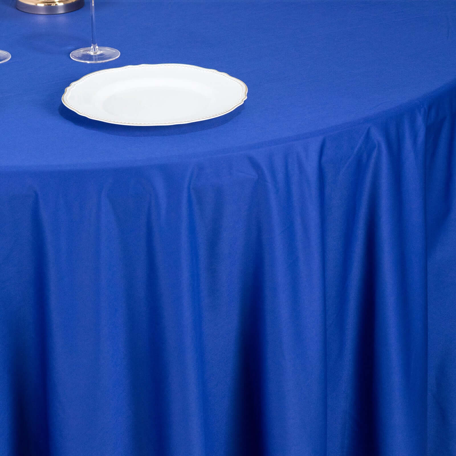 Premium Scuba Round 120 Tablecloth Royal Blue - Wrinkle Free & Stain Resistant Seamless Table Cover