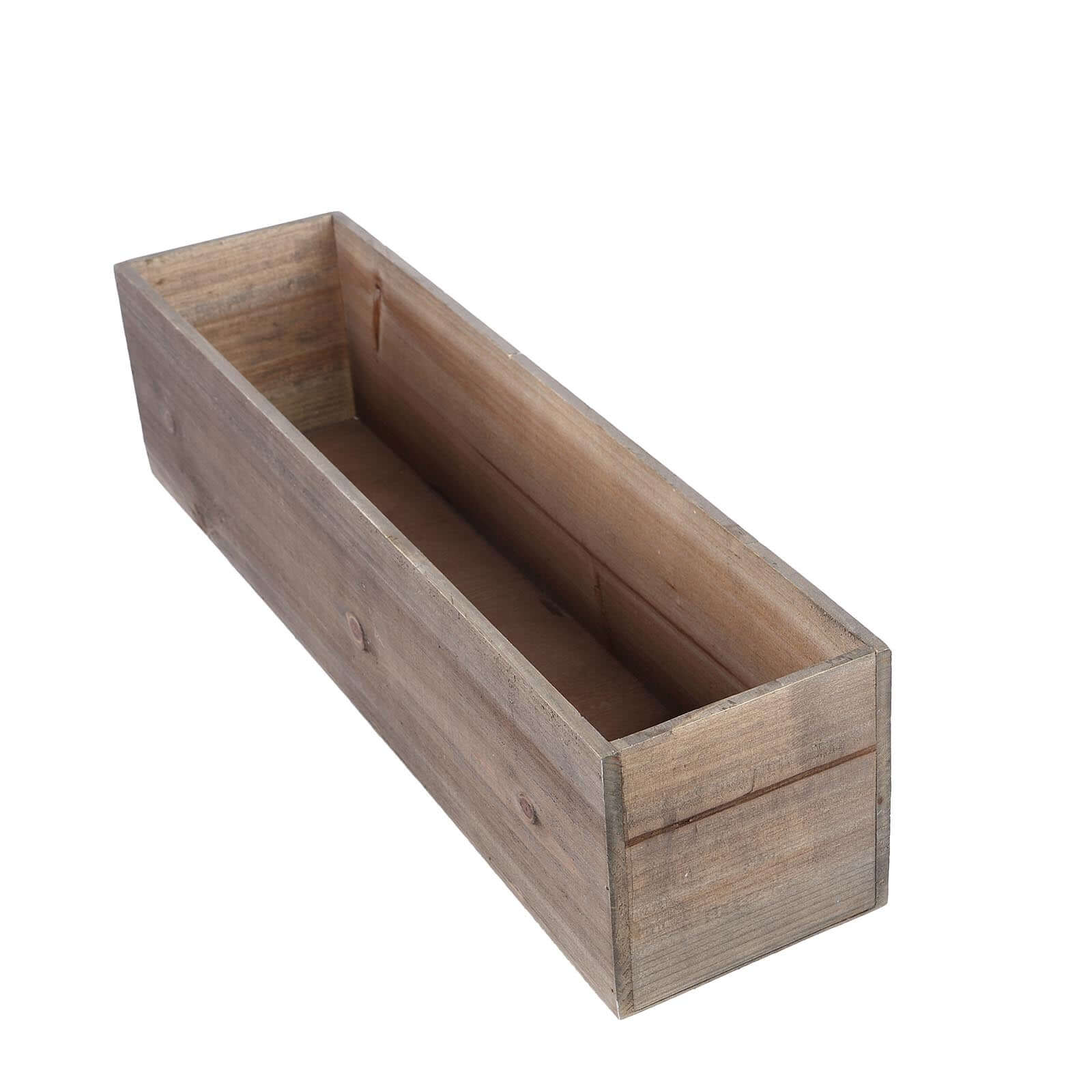 Natural Wood Planter Rectangular Box 24x6- Natural Decor with Removable Plastic Liner for Tables