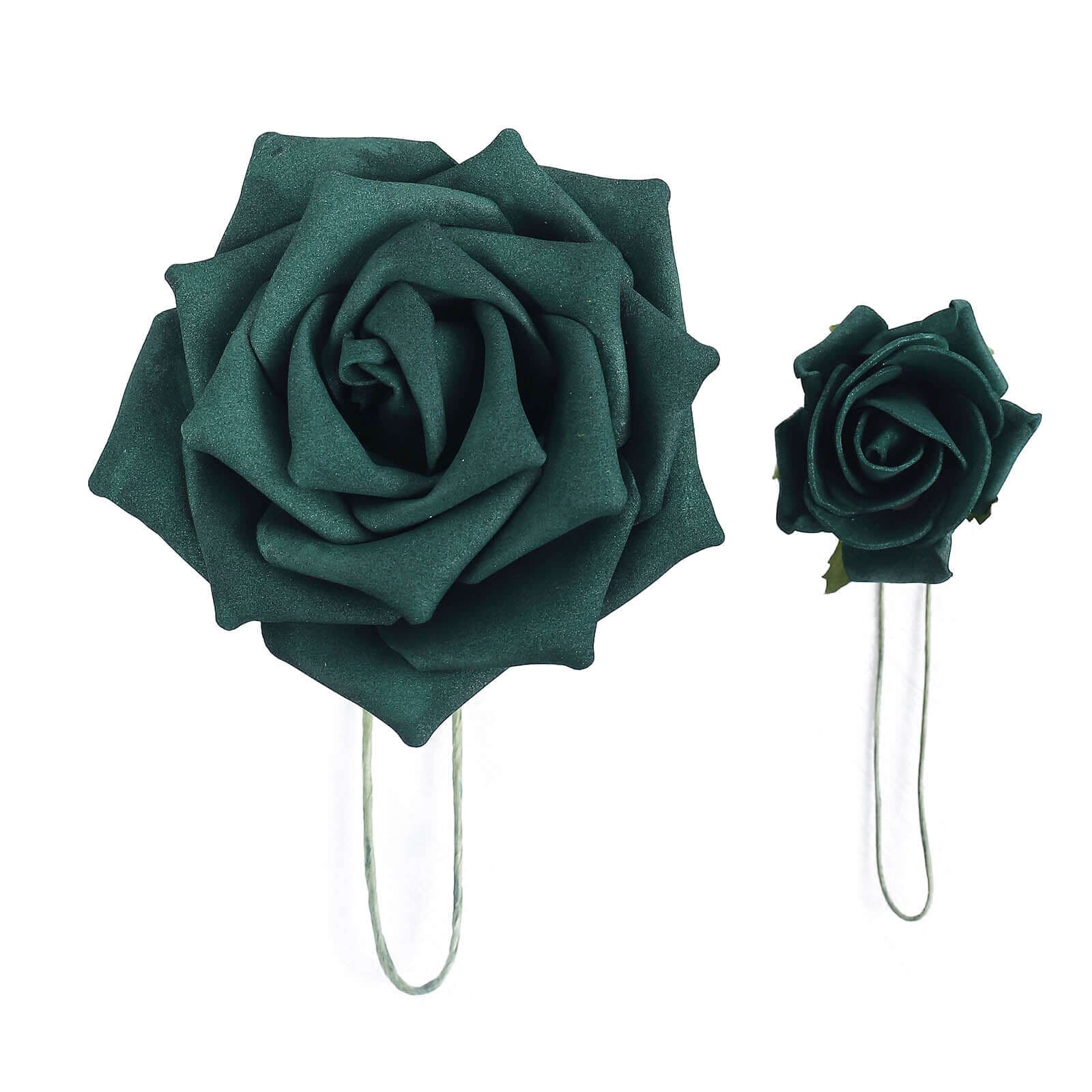 24 Roses 2 Hunter Emerald Green Artificial Foam Flowers With Stem Wire and Leaves