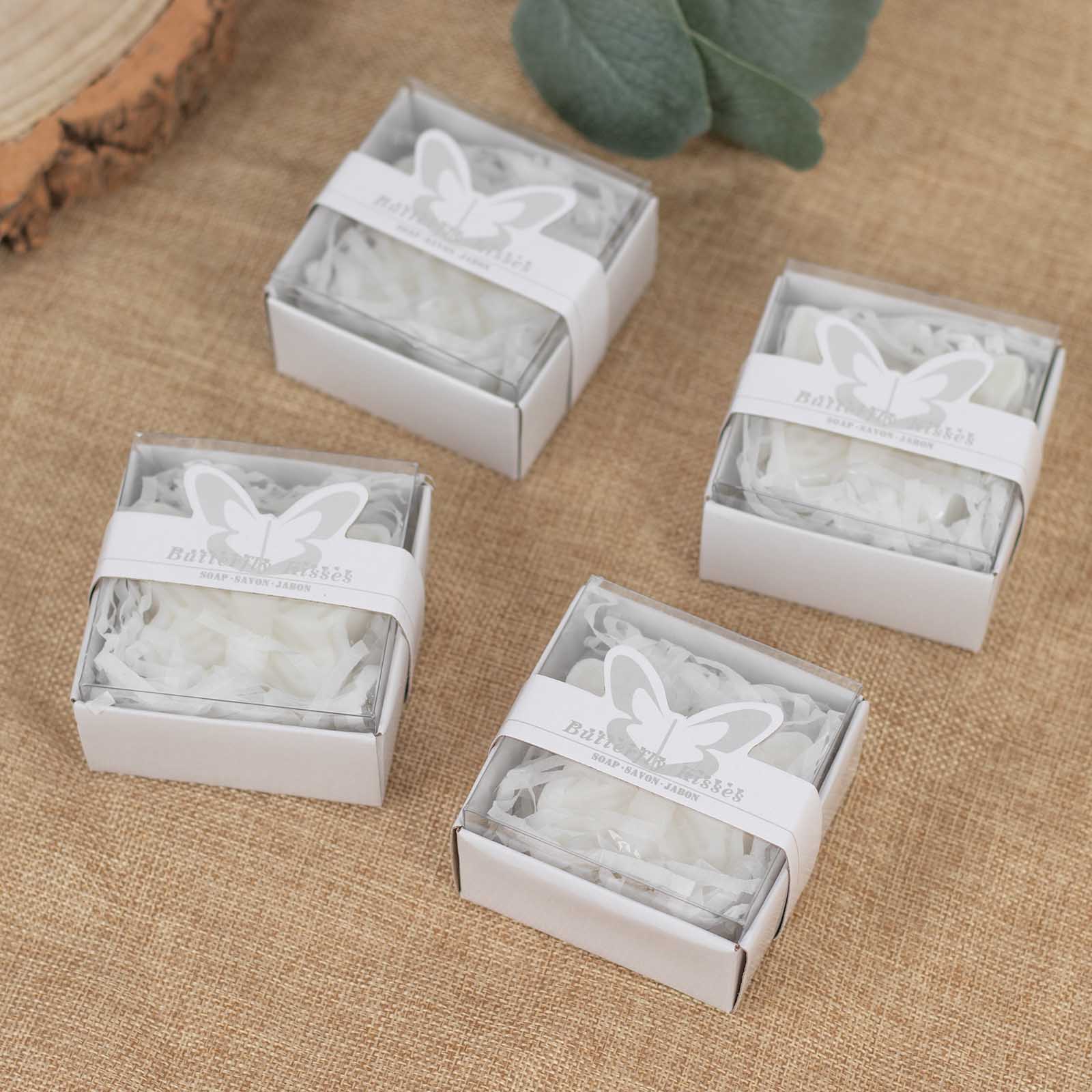 10 Pack White Butterfly Unscented Soap Baby Shower Favors with Gift Boxes, Pre-Packed Bridal Shower Wedding Souvenirs - 2