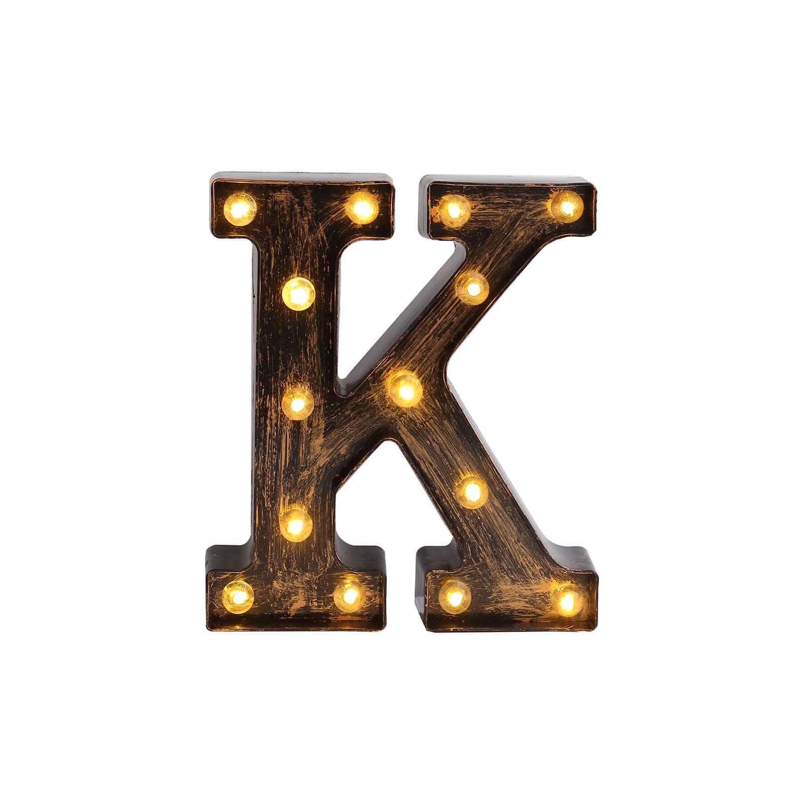 LED Marquee Letter K Industrial Style Antique Black - Light-Up Alphabet Sign for Weddings & Displays 9