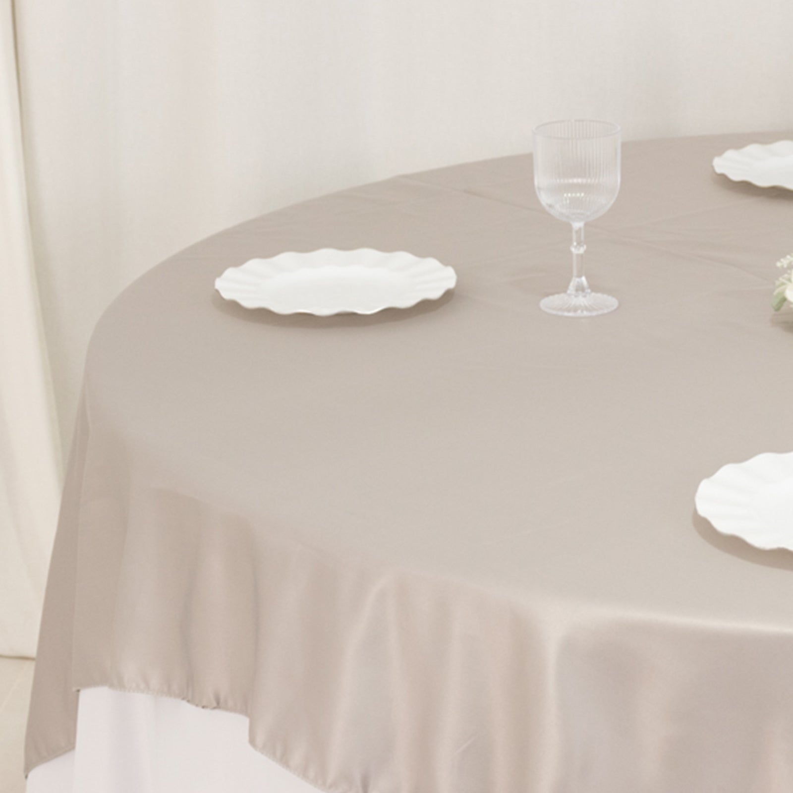 Lamour Satin 72x72 Table Overlay Square Tablecloth Silver - Smooth Finish Table Topper