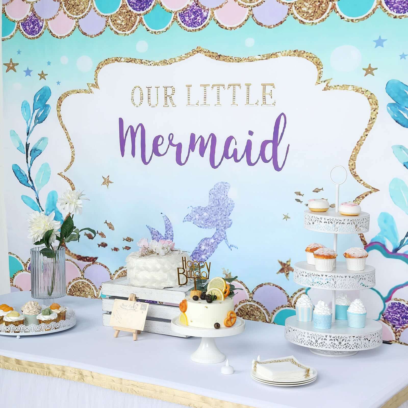 5ftx7ft Our Little Mermaid Print Vinyl Photo Shoot Backdrop