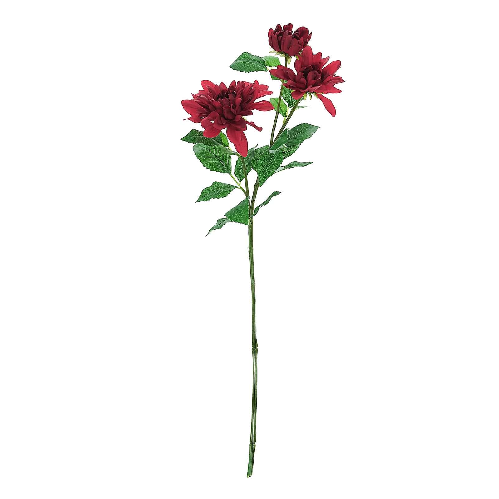 30 Tall Burgundy Artificial Dahlia Silk Flower Stems, Faux Floral Spray