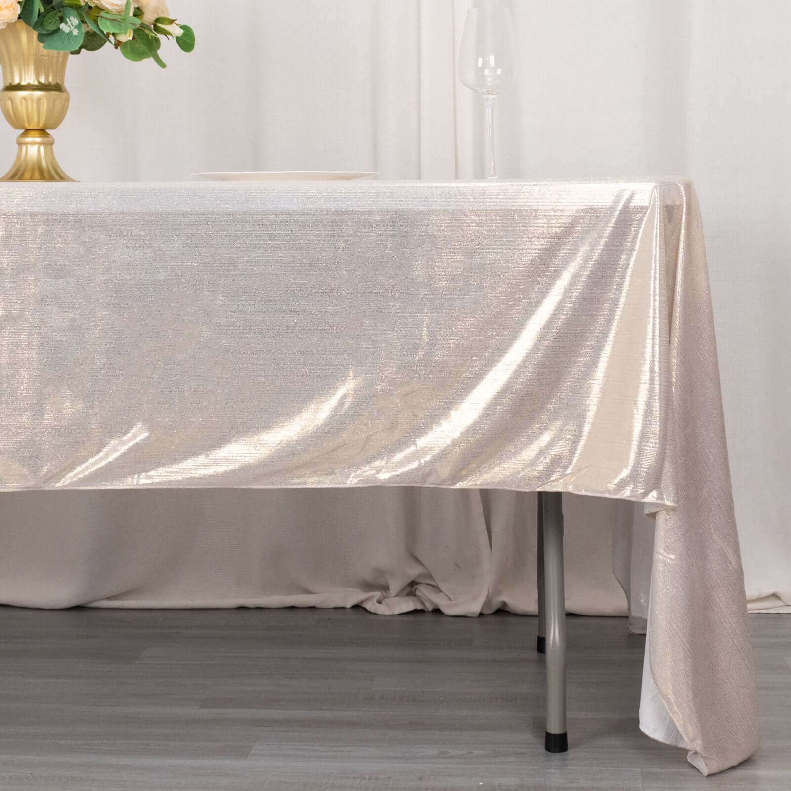 Sequin Dots Polyester 60x126 Rectangle Tablecloth Shimmering Beige - Wrinkle Free & Sparkling Table Cover