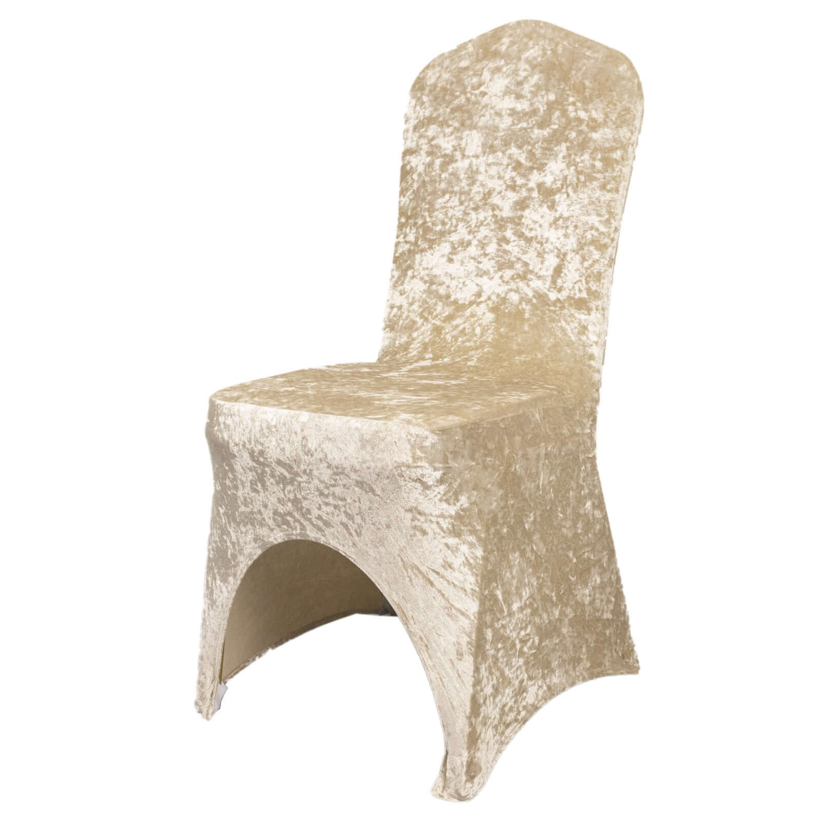 Crushed Velvet Spandex Banquet Chair Cover Fitted Slipcover Beige - Stretch 190GSM Slipcover with Foot Pockets