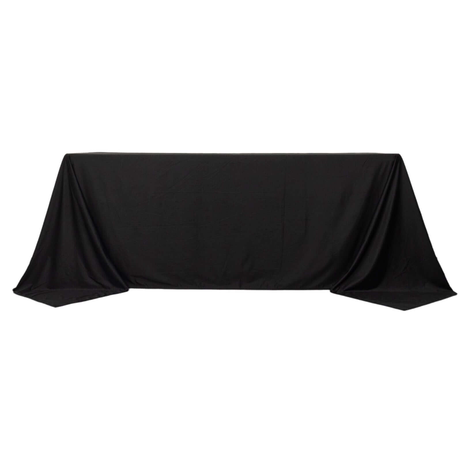 Premium Scuba Rectangular 90x132 Tablecloth Black - Wrinkle Free, Stain Resistant & Seamless Table Cover for Weddings and Parties