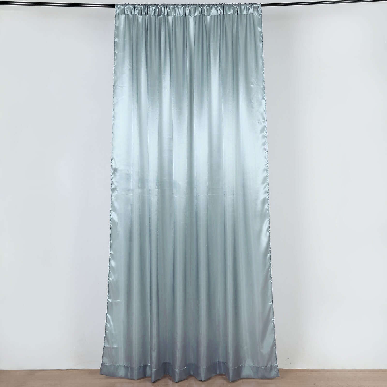 8ftx10ft Dusty Blue Satin Event Curtain Drapes, Backdrop Event Panel