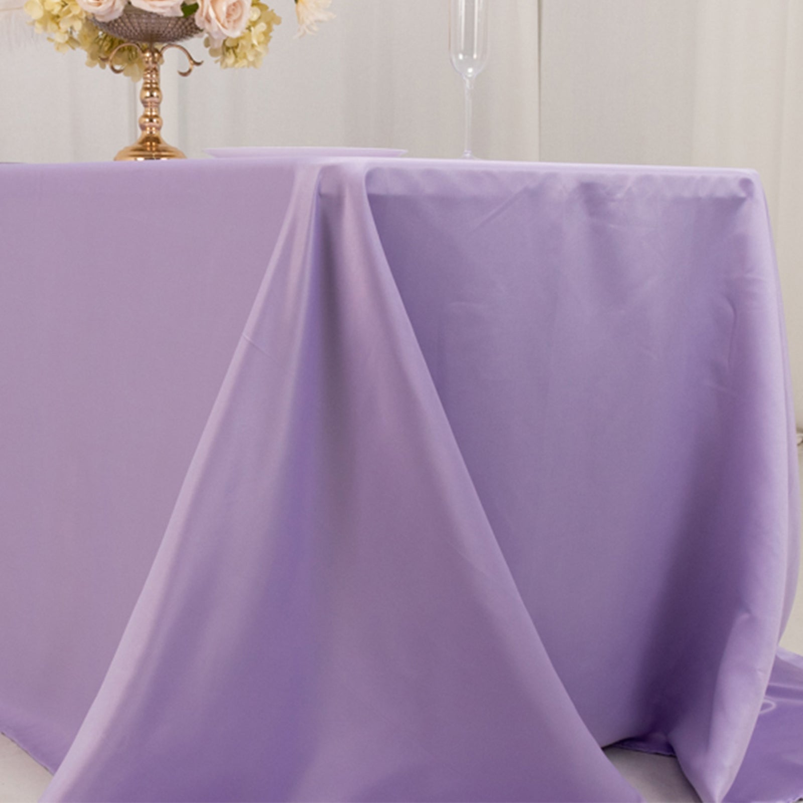 Lamour Satin 90x132 Rectangle Tablecloth Lavender Lilac - Soft & Silk-Like Seamless Table Cover