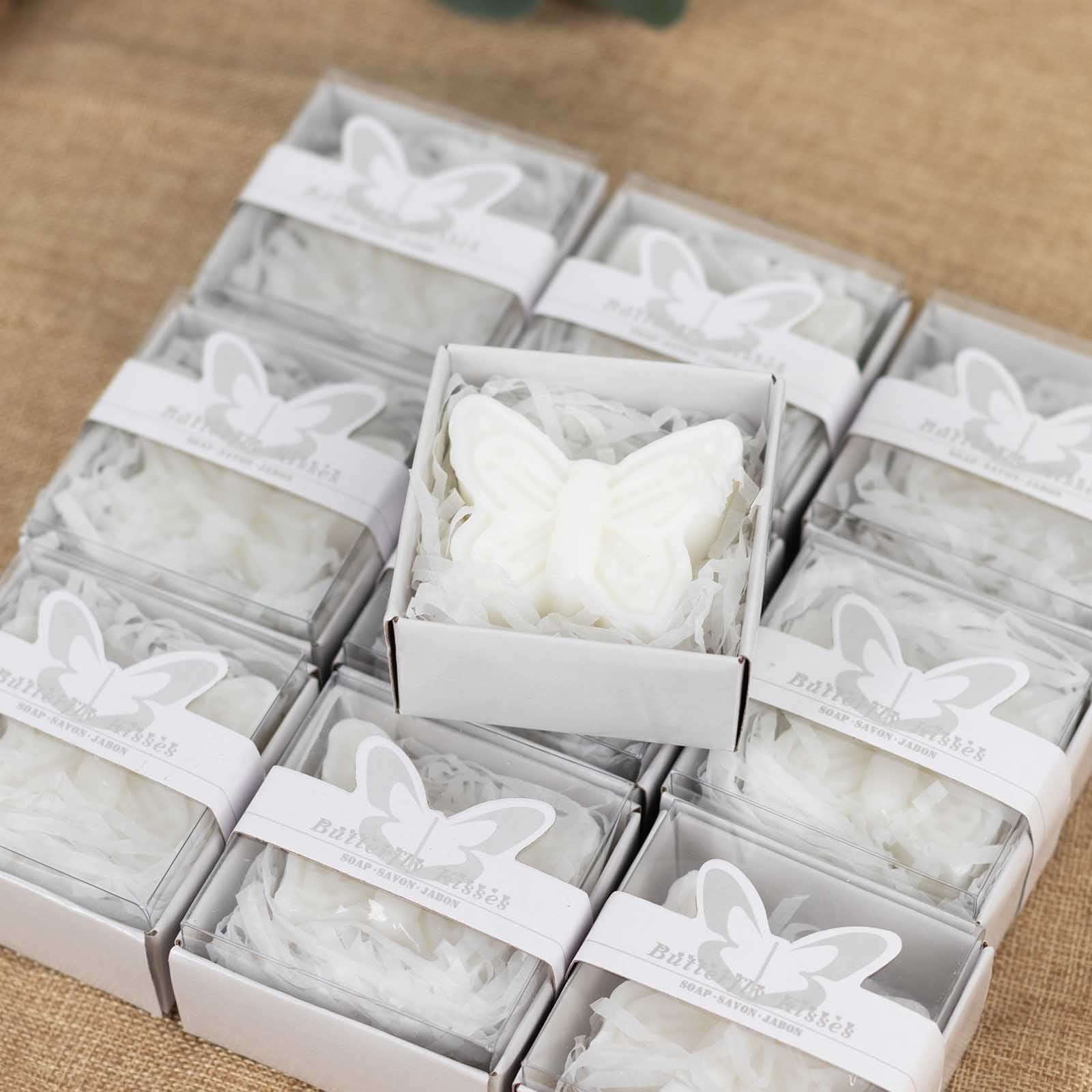 10 Pack White Butterfly Unscented Soap Baby Shower Favors with Gift Boxes, Pre-Packed Bridal Shower Wedding Souvenirs - 2