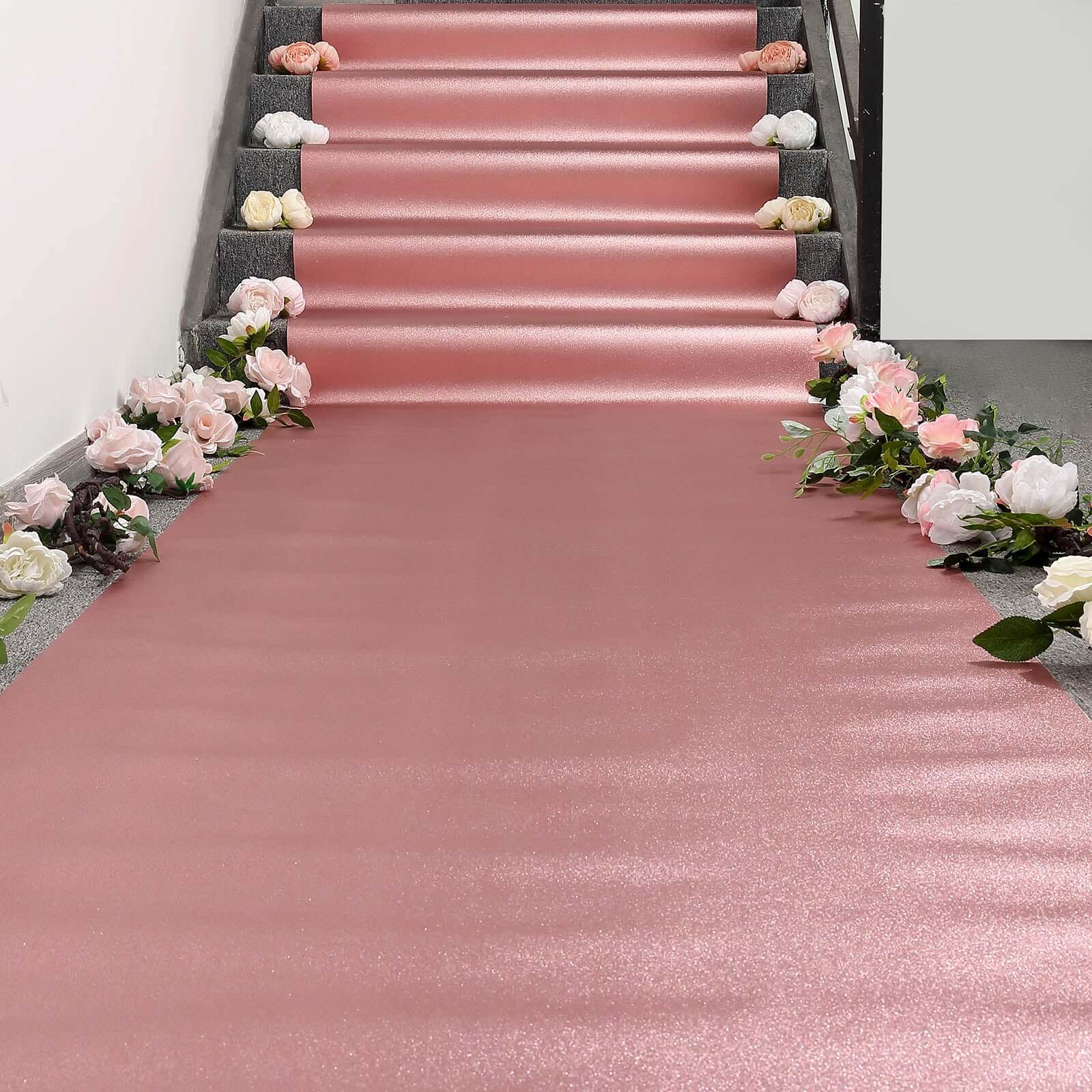 3ftx50ft Rose Gold Sparkle Glitter Wedding Aisle Runner, Non-Woven Red Carpet Runner Prom, Hollywood, Glam Parties