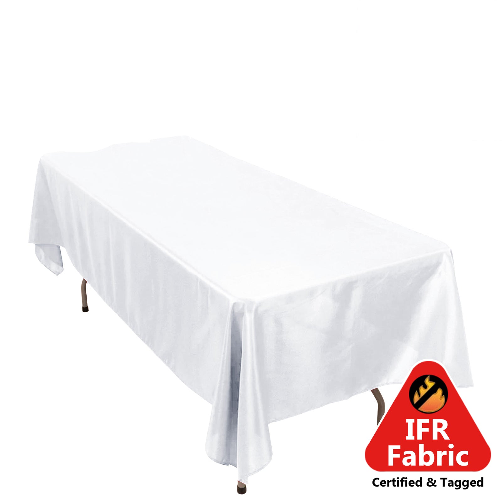 Fire Retardant Premium Polyester 60x102 Rectangular Tablecloth White - Stylish High-Performance Table Cover for Large Gatherings