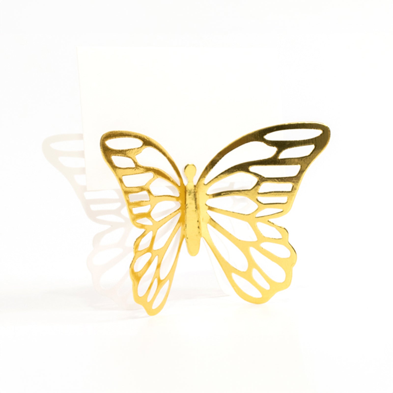 25-Pack Paper Butterfly Place Card Holders Gold with White Printable Cards - 3D Free Standing Table Number Stands 3x5