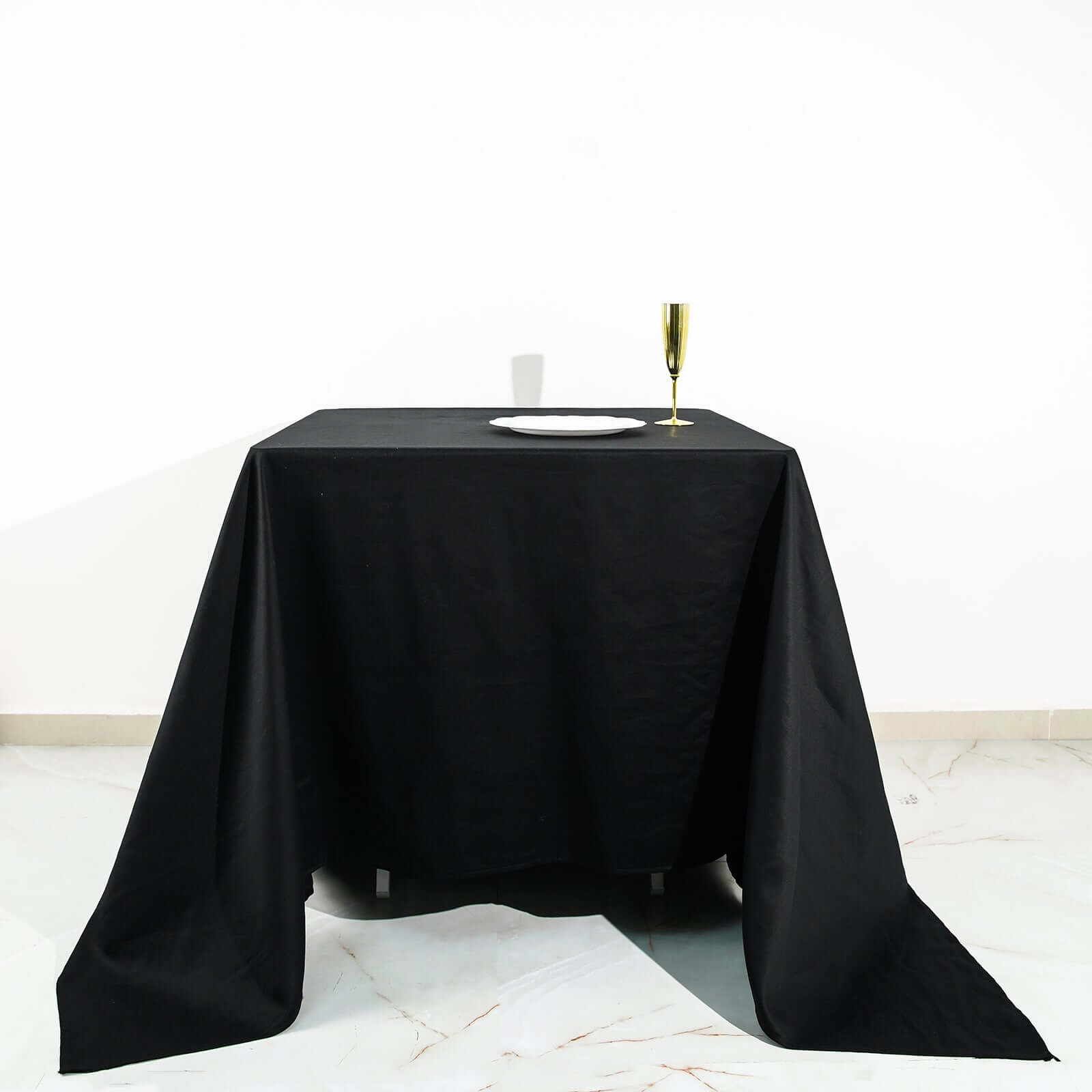 100% Cotton 90x90 Square Tablecloth Black Linen - Soft & Breathable Fabric Table Cover