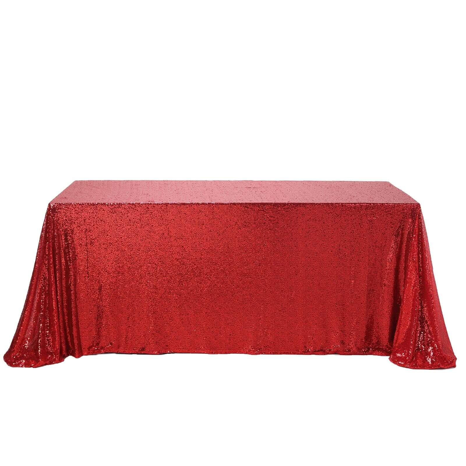 Sequin 90x156 Rectangle Tablecloth Red - Seamless Twinkling Table Cover