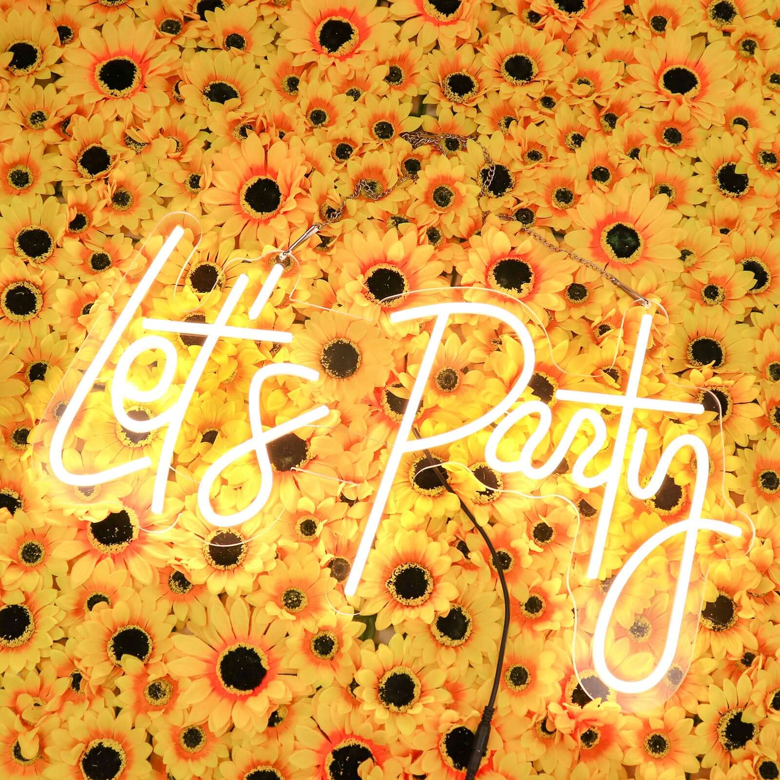 23 Let's Party Neon Light Sign, LED Reusable Wall Décor Lights With 5ft Hanging Chain