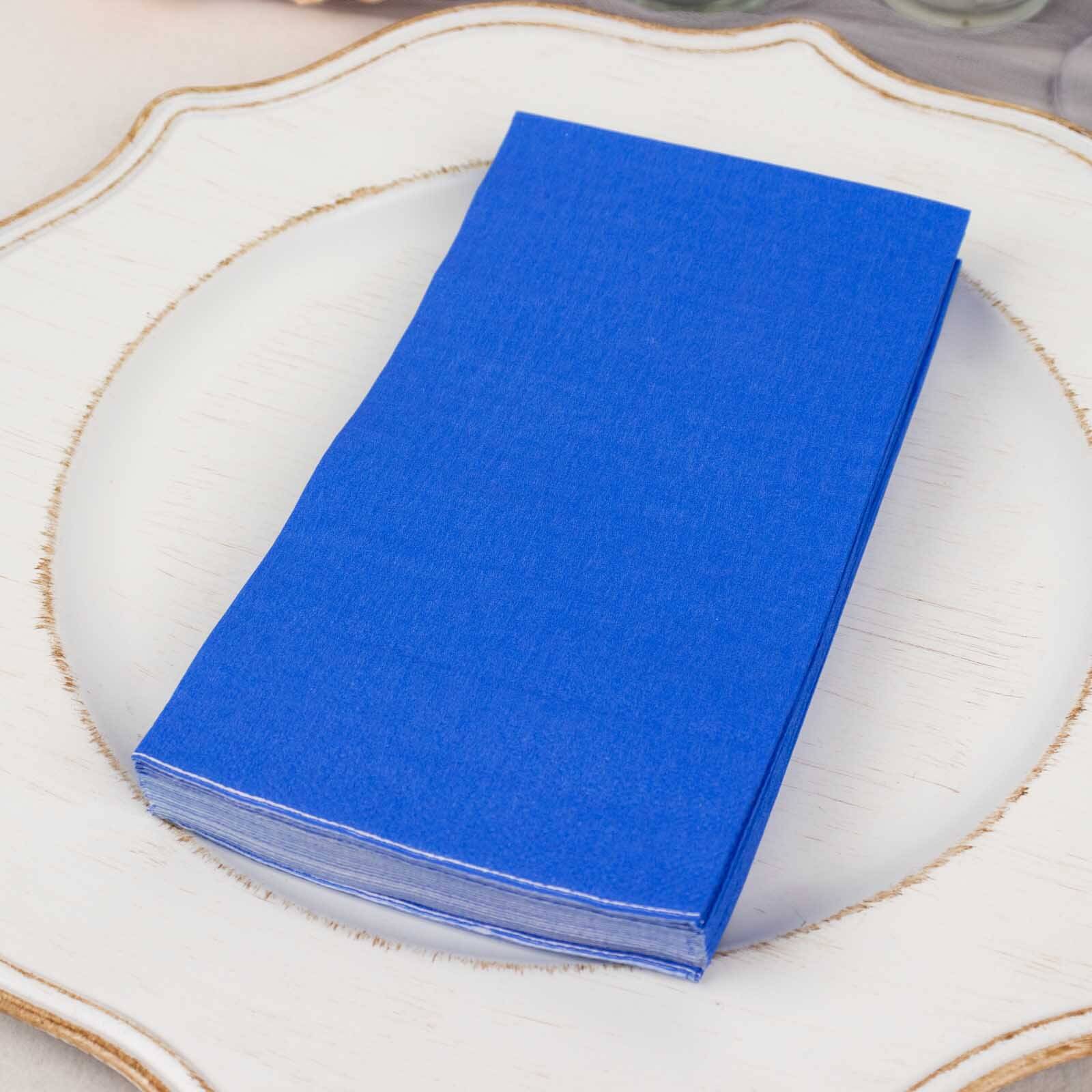 50-Pack Paper Napkins Soft Royal Blue - Disposable 2-Ply Cocktail and Beverage Napkins for Weddings