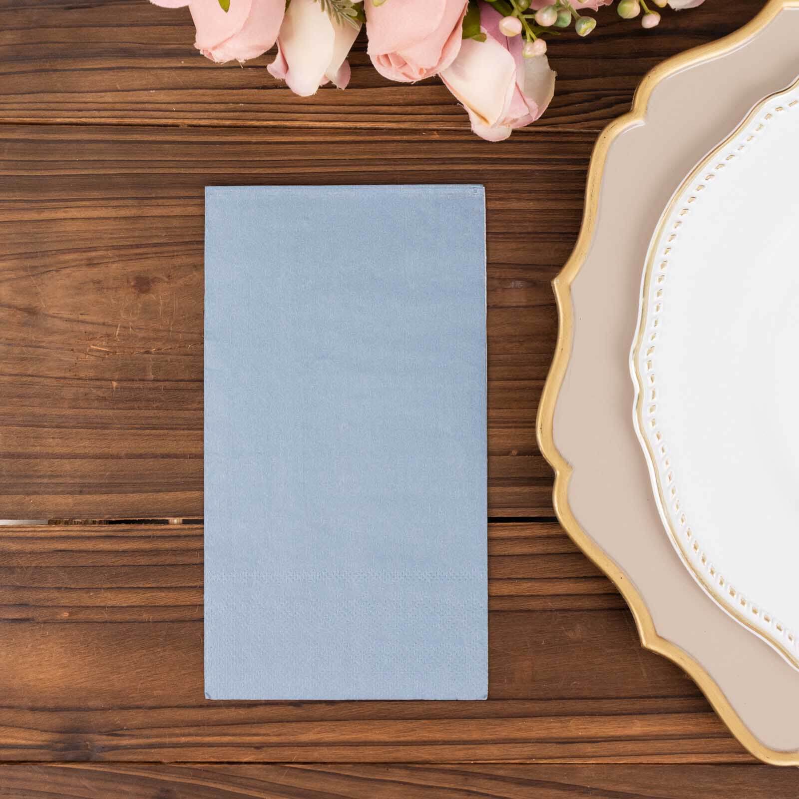 50-Pack Paper Napkins Soft Dusty Blue - Disposable 2-Ply Cocktail and Beverage Napkins for Weddings