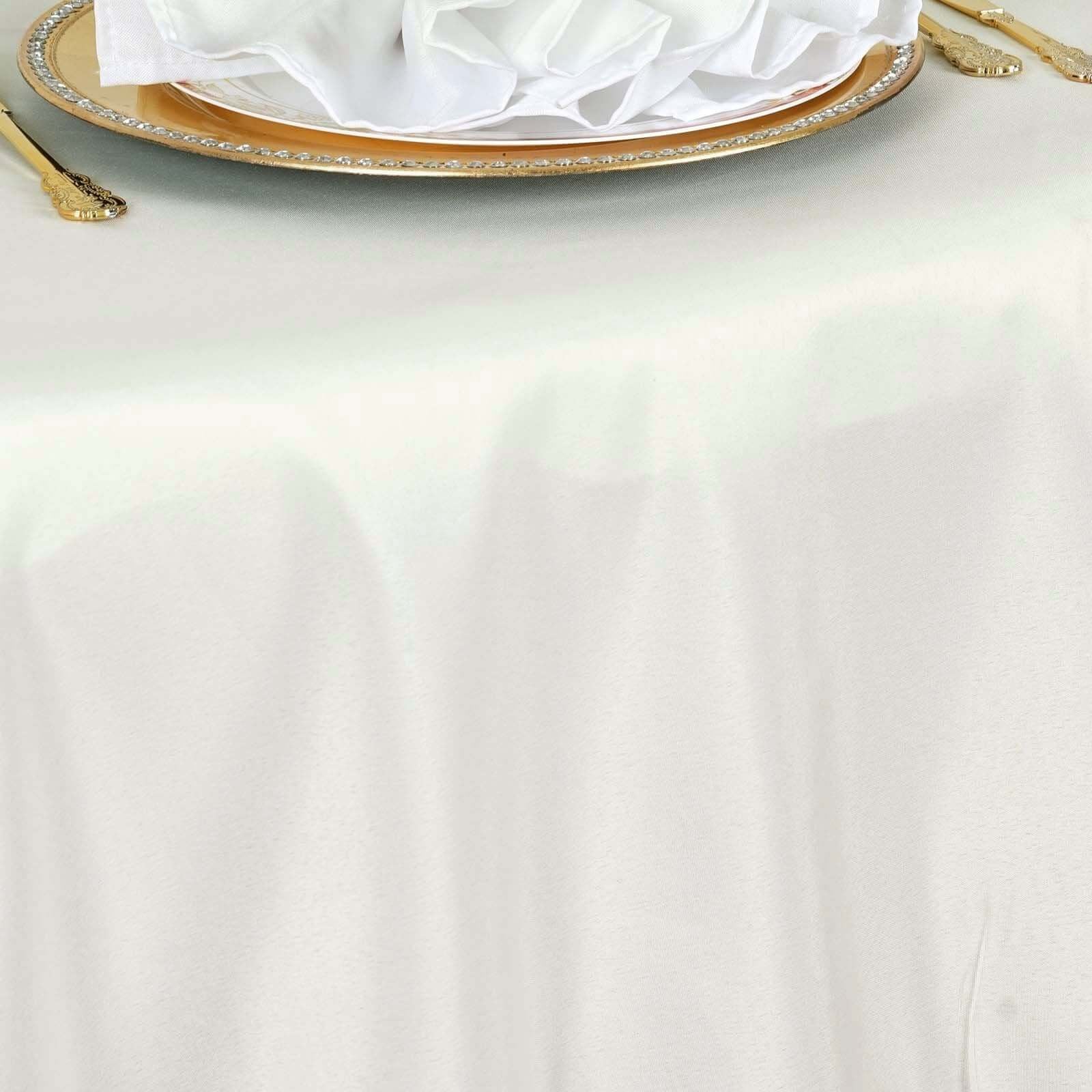 Fire Retardant Premium Polyester 132 Round Tablecloth Ivory - High-Performance Seamless Table Cover