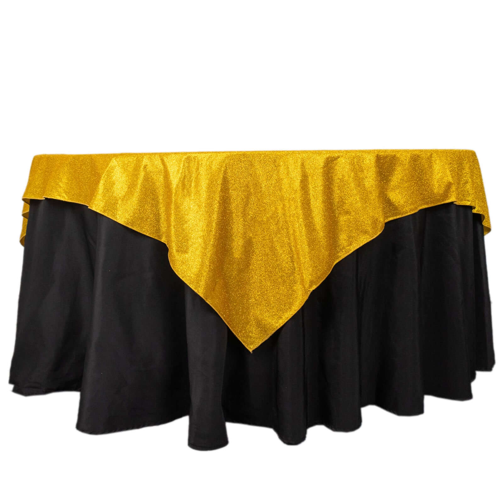 Polyester 72x72 Table Overlay Square Tablecloth Gold - Glitter Sparkle Design for Classy Celebrations