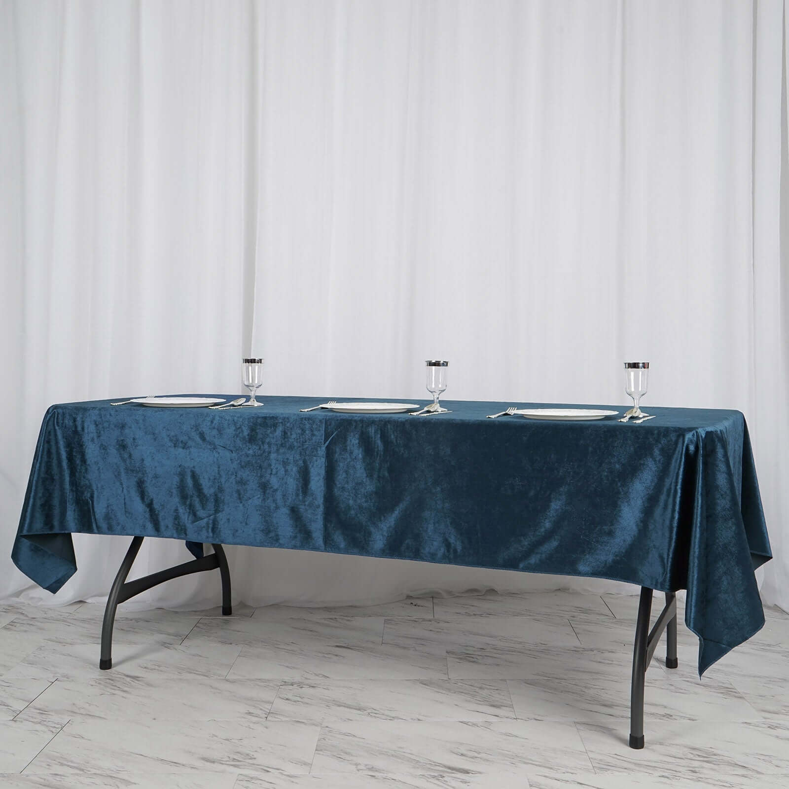 Premium Velvet 60x102 Rectangle Tablecloth Navy Blue - Reusable & Soft Table Cover