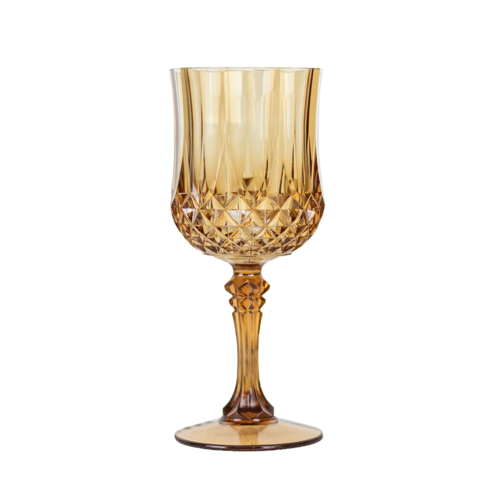 6-Pack Plastic Cocktail Goblets Amber Gold Transparent Crystal Cut - Shatterproof Drinkware 8oz