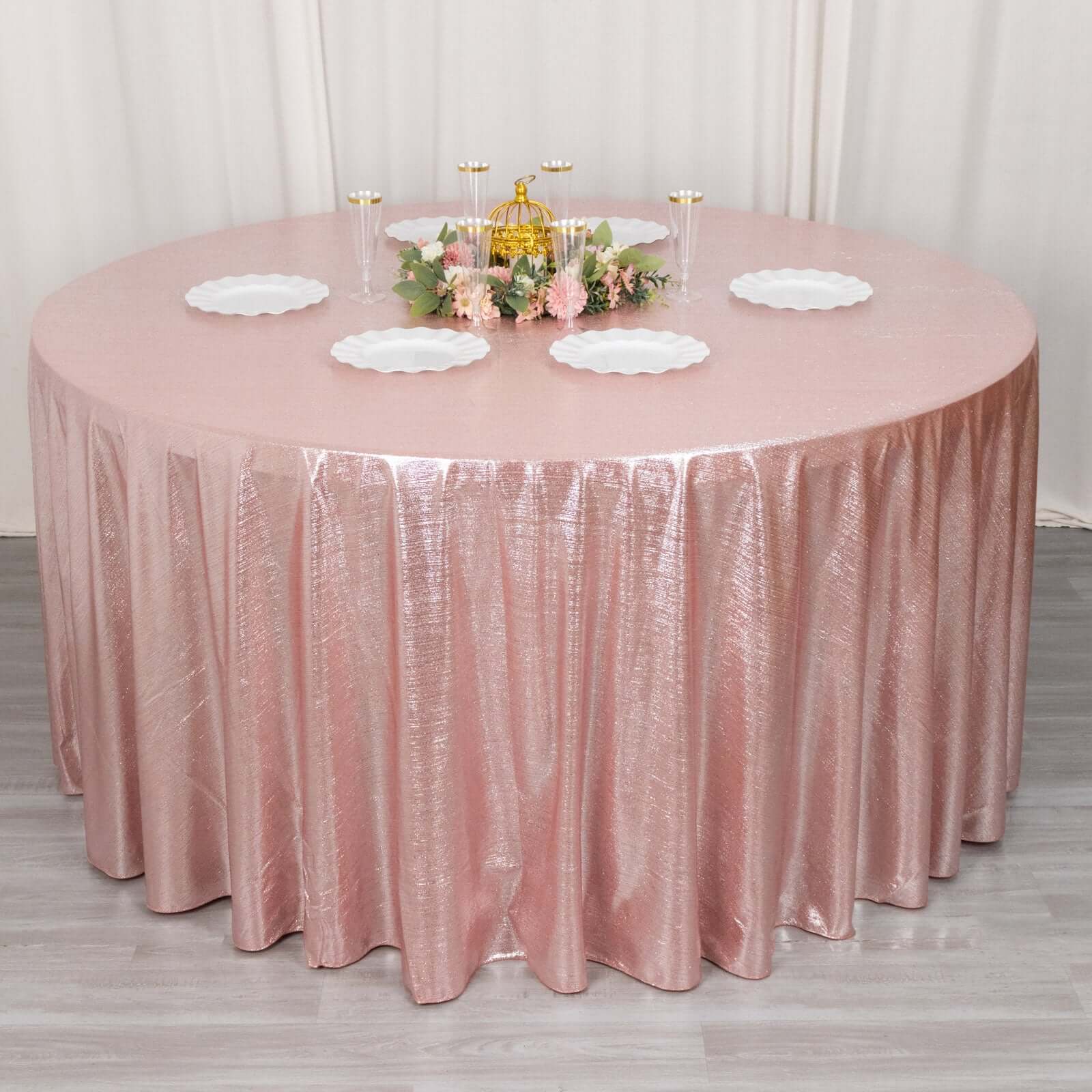 Sequin Dots Polyester Round 120 Tablecloth Rose Gold - Wrinkle Free & Sparkling Table Cover