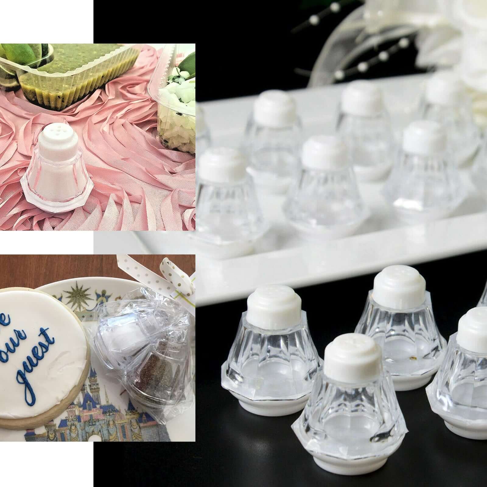 12 Pack 2.5 Clear Plastic Salt and Pepper Shakers Party Favor Gifts