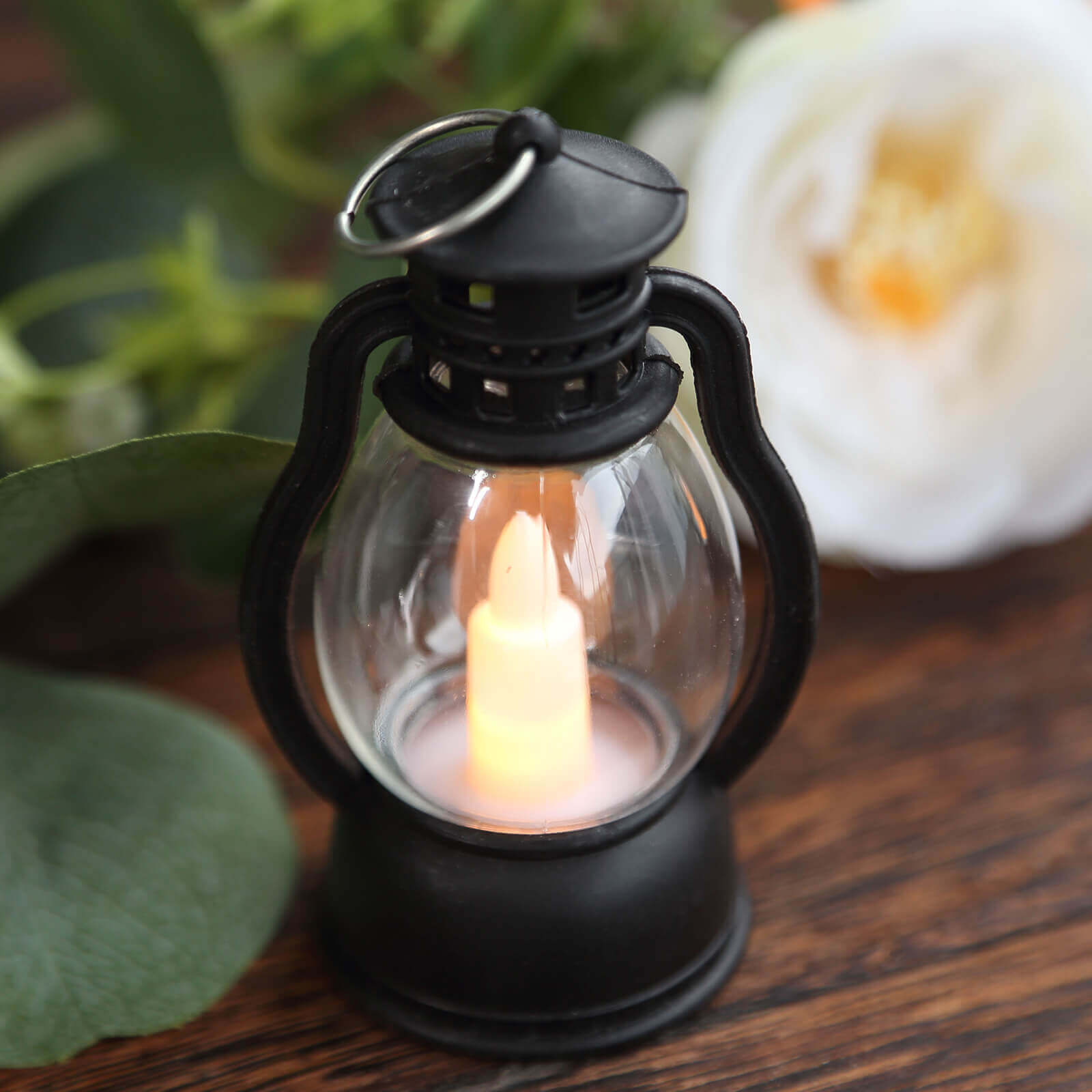 12-Pack LED Flickering Decorative Lights Vintage Black - Battery Operated Mini Hanging Lanterns 3.5