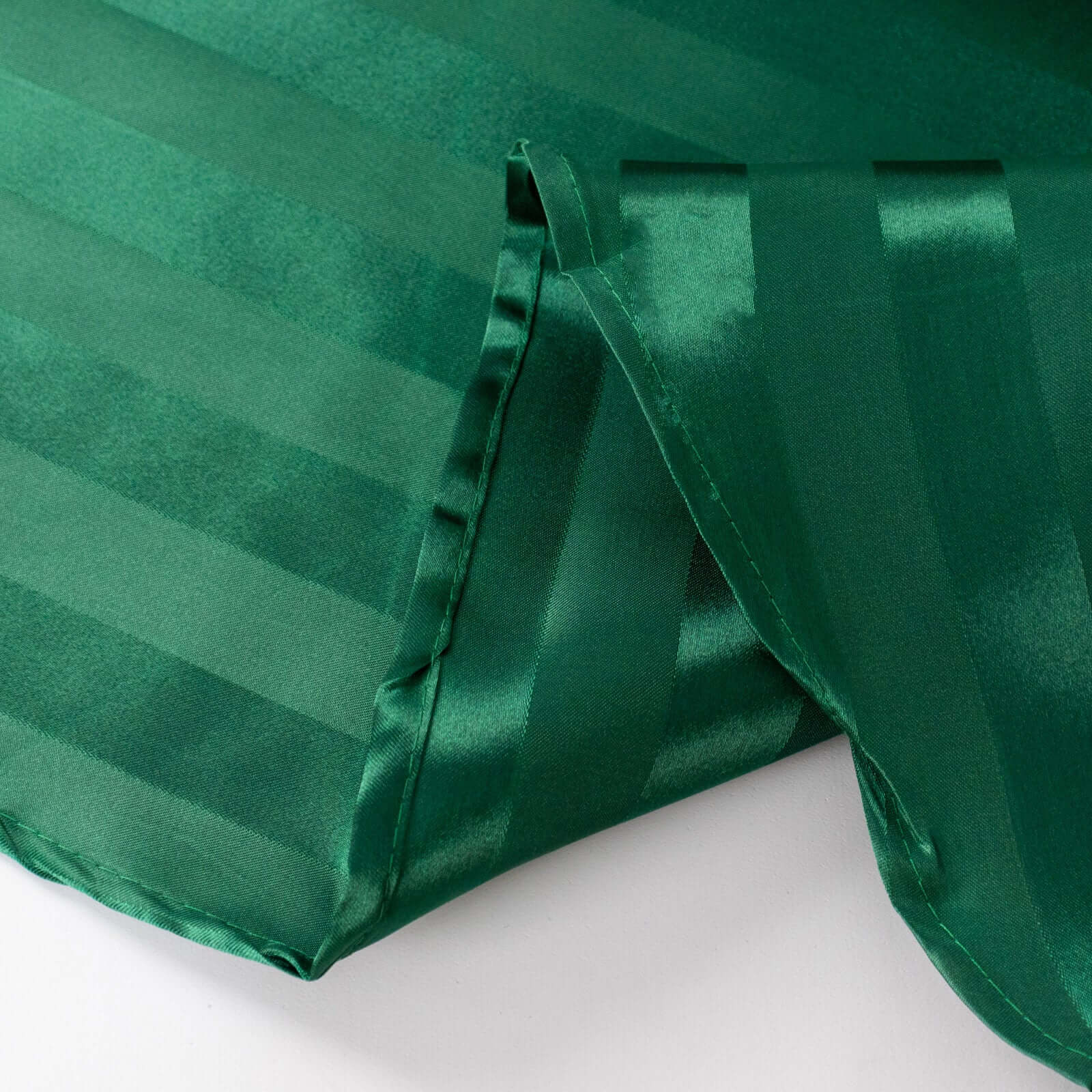Satin Striped 90x132 Rectangular Tablecloth Hunter Emerald Green Satin Stripe - Seamless Silky Smooth Table Cover